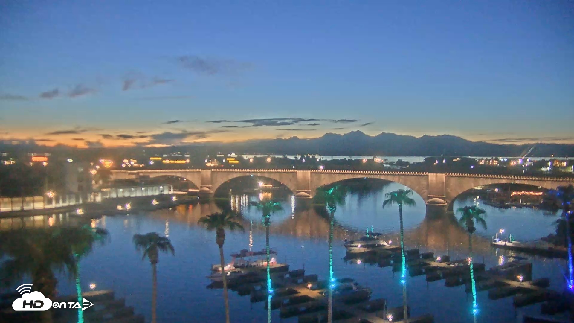 Snapshot of Lake Havasu London Bridge Live Webcam taken Sep 8, 2026, 7:27pm MST