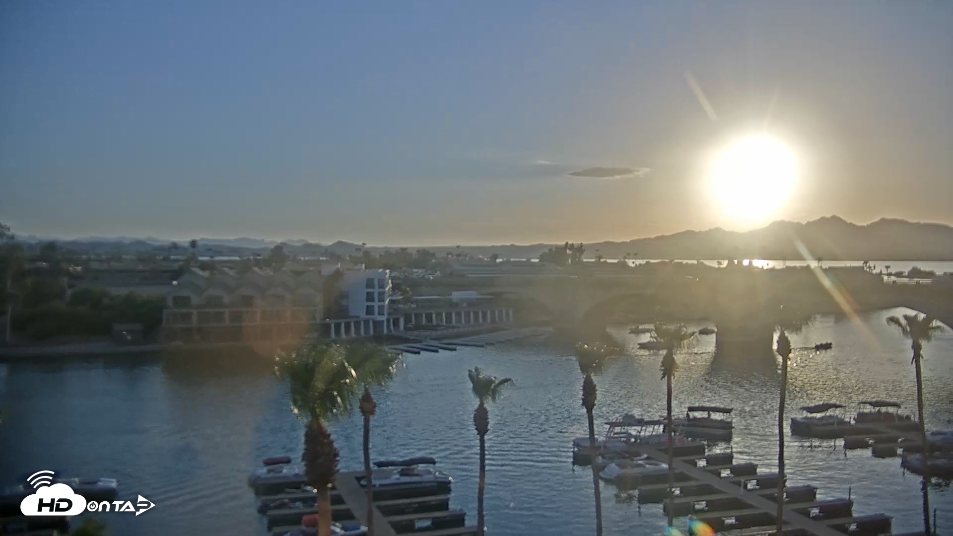 Snapshot of Lake Havasu London Bridge Live Webcam taken Jul 12, 2026, 7:18pm MST