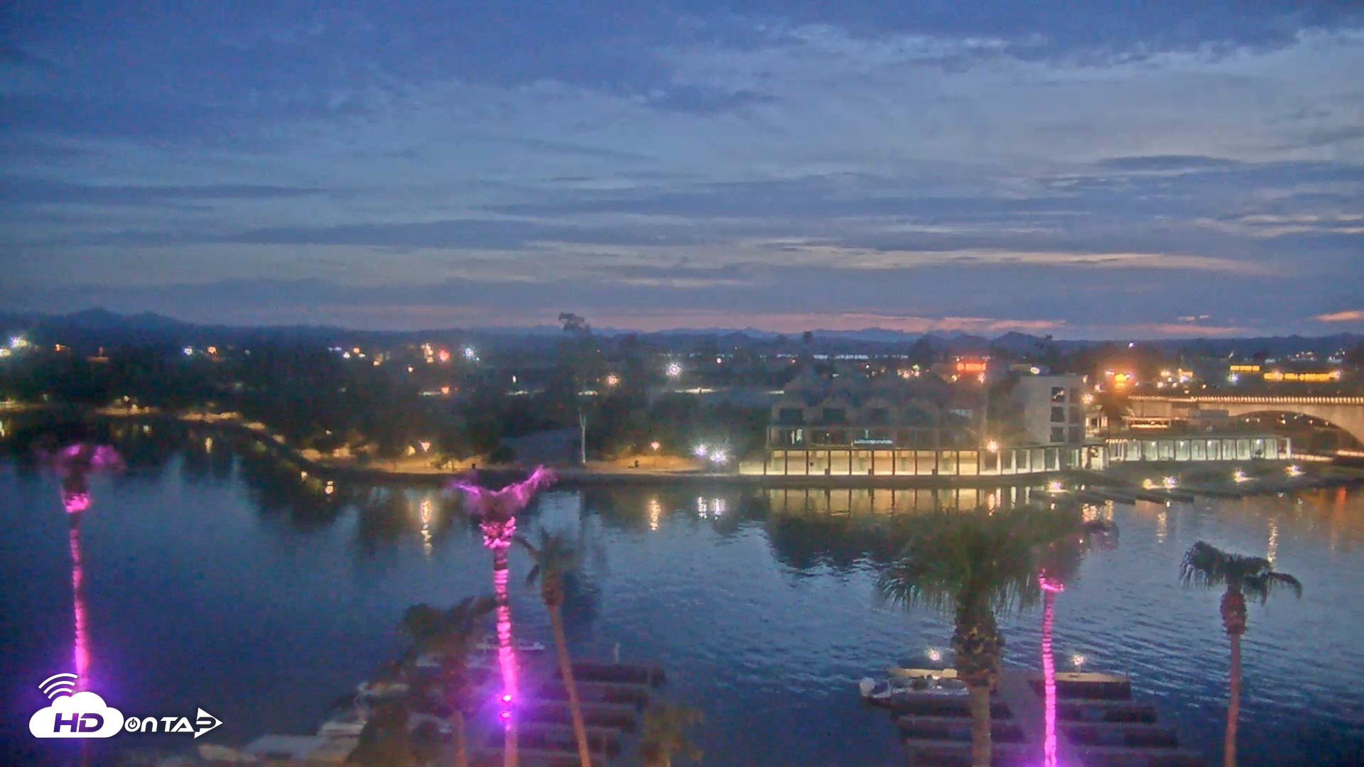Snapshot of Lake Havasu London Bridge Live Webcam taken Aug 11, 2026, 7:57pm MST