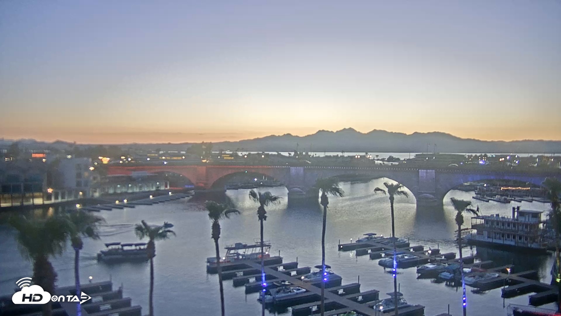 Snapshot of Lake Havasu London Bridge Live Webcam taken Jul 27, 2026, 8:03pm MST
