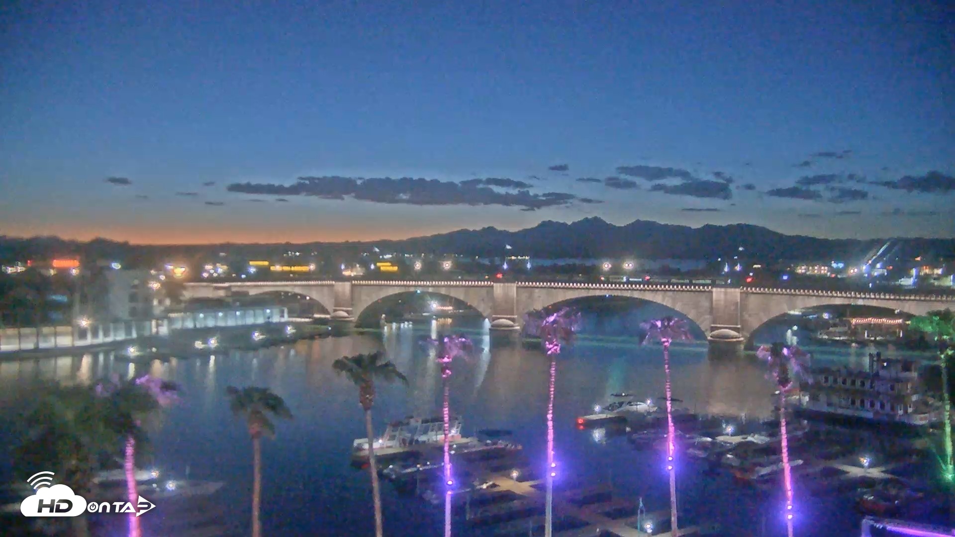 Snapshot of Lake Havasu London Bridge Live Webcam taken Sep 14, 2026, 7:27pm MST