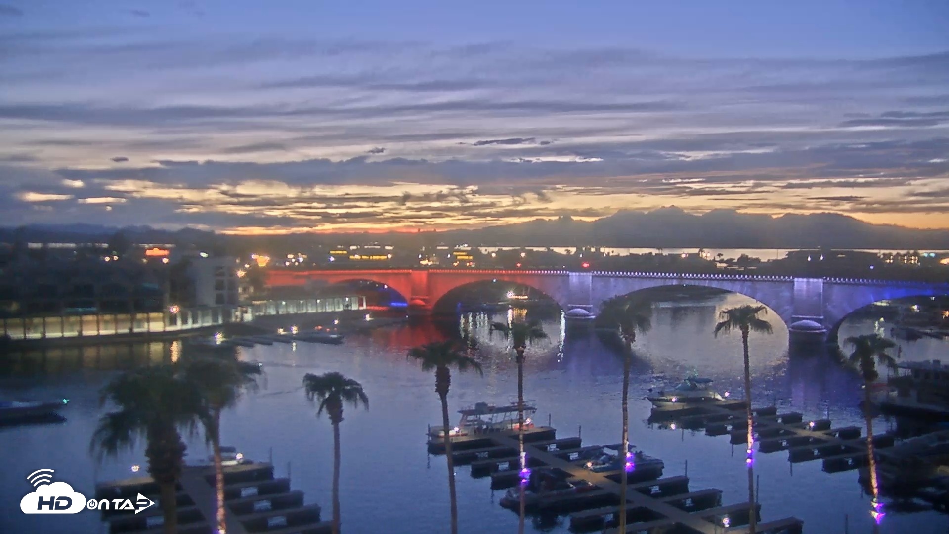 Snapshot of Lake Havasu London Bridge Live Webcam taken Sep 7, 2026, 7:21pm MST