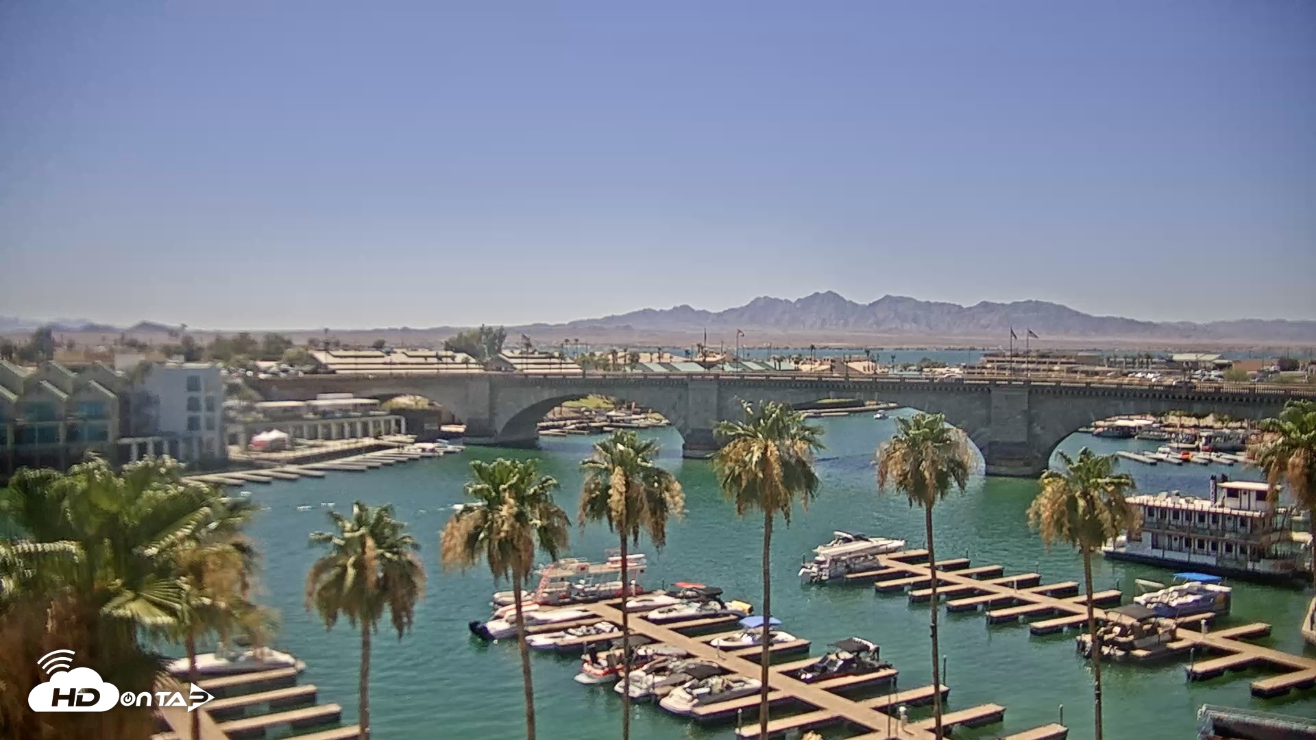 Snapshot of Lake Havasu London Bridge Live Webcam taken Jun 19, 2026, 2:59pm MST