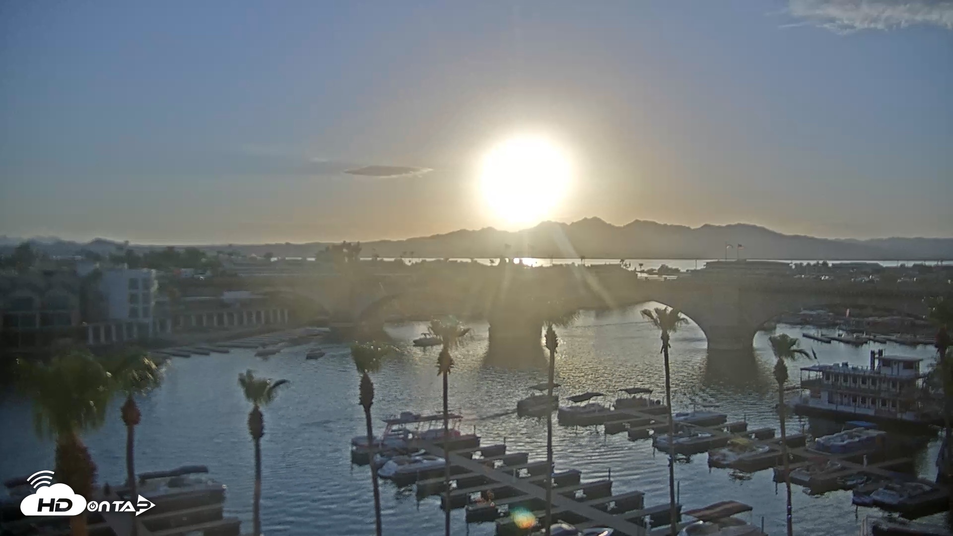 Snapshot of Lake Havasu London Bridge Live Webcam taken Jul 12, 2026, 7:19pm MST