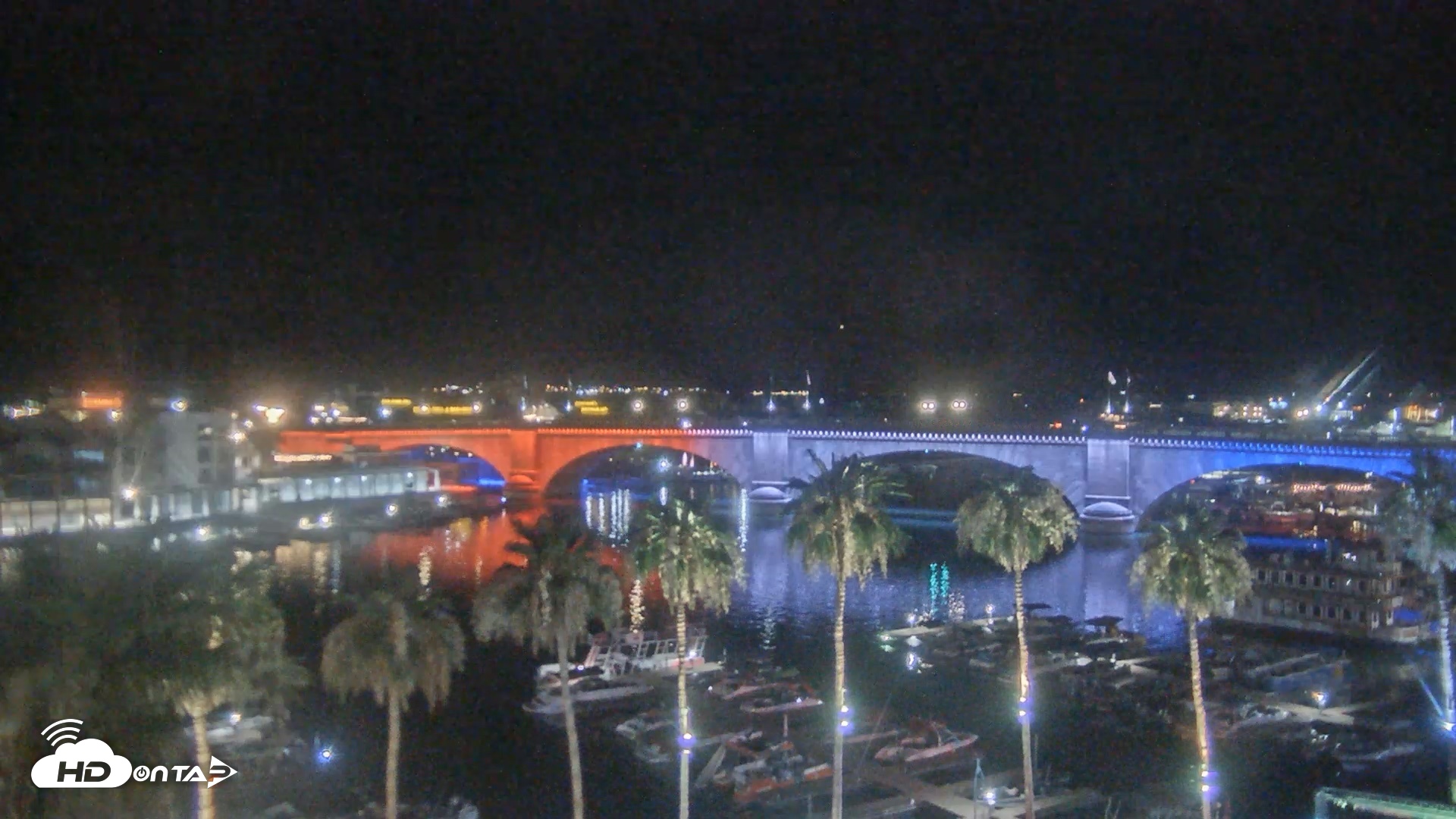 Snapshot of Lake Havasu London Bridge Live Webcam taken Jun 13, 2026, 10:12pm MST
