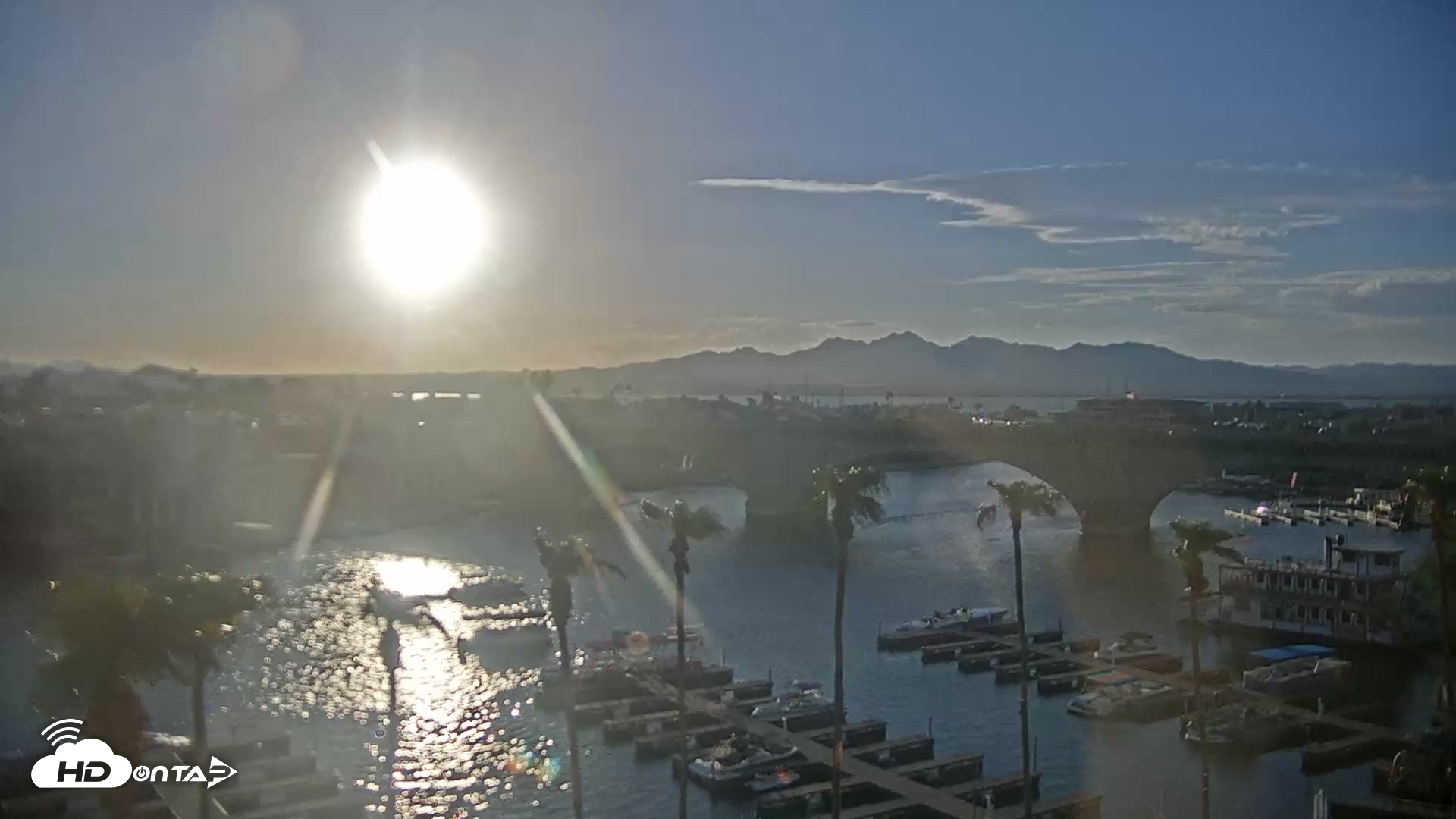 Snapshot of Lake Havasu London Bridge Live Webcam taken Aug 29, 2026, 6:27pm MST