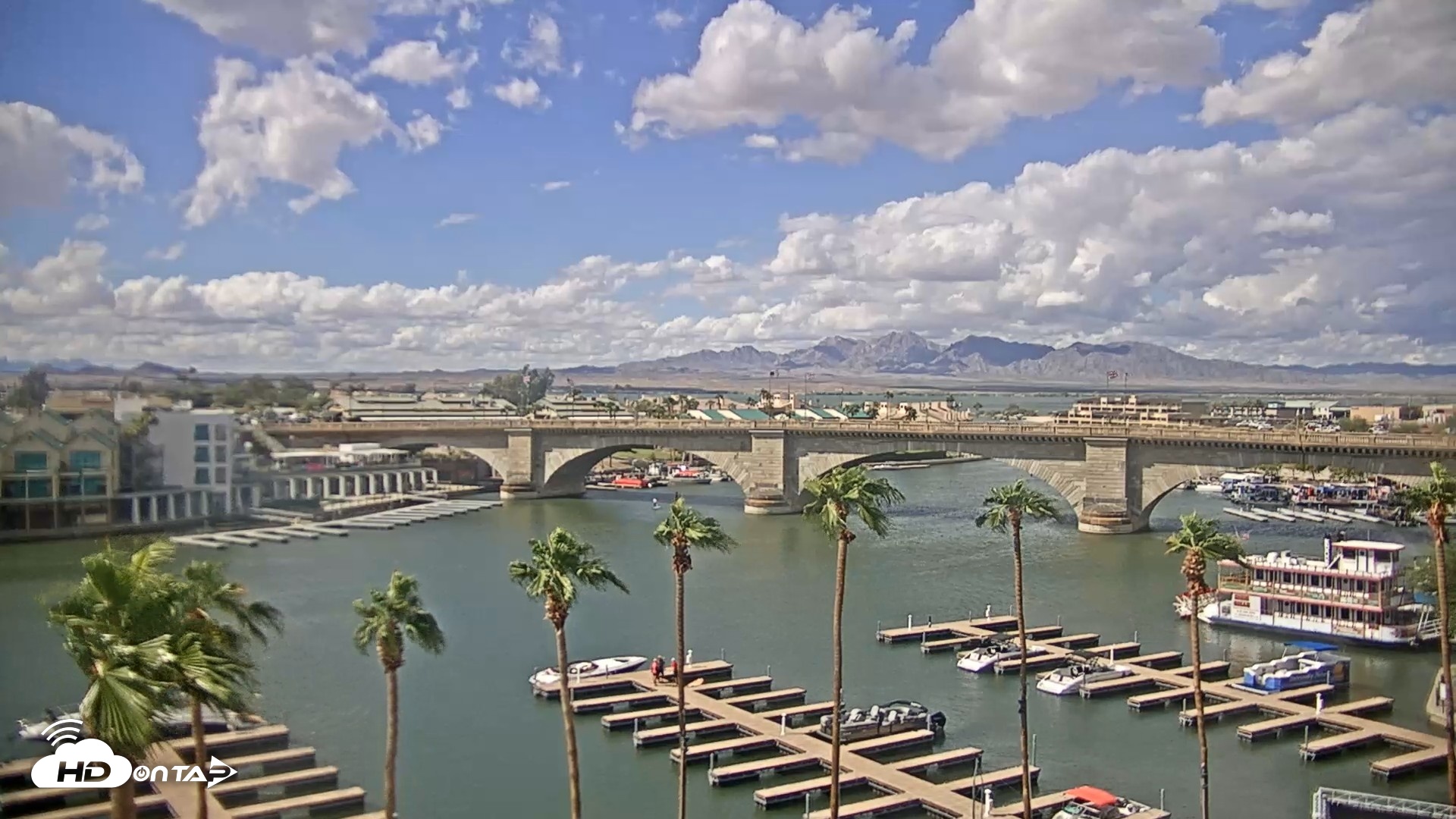 Snapshot of Lake Havasu London Bridge Live Webcam taken Oct 12, 2026, 12:58pm MST
