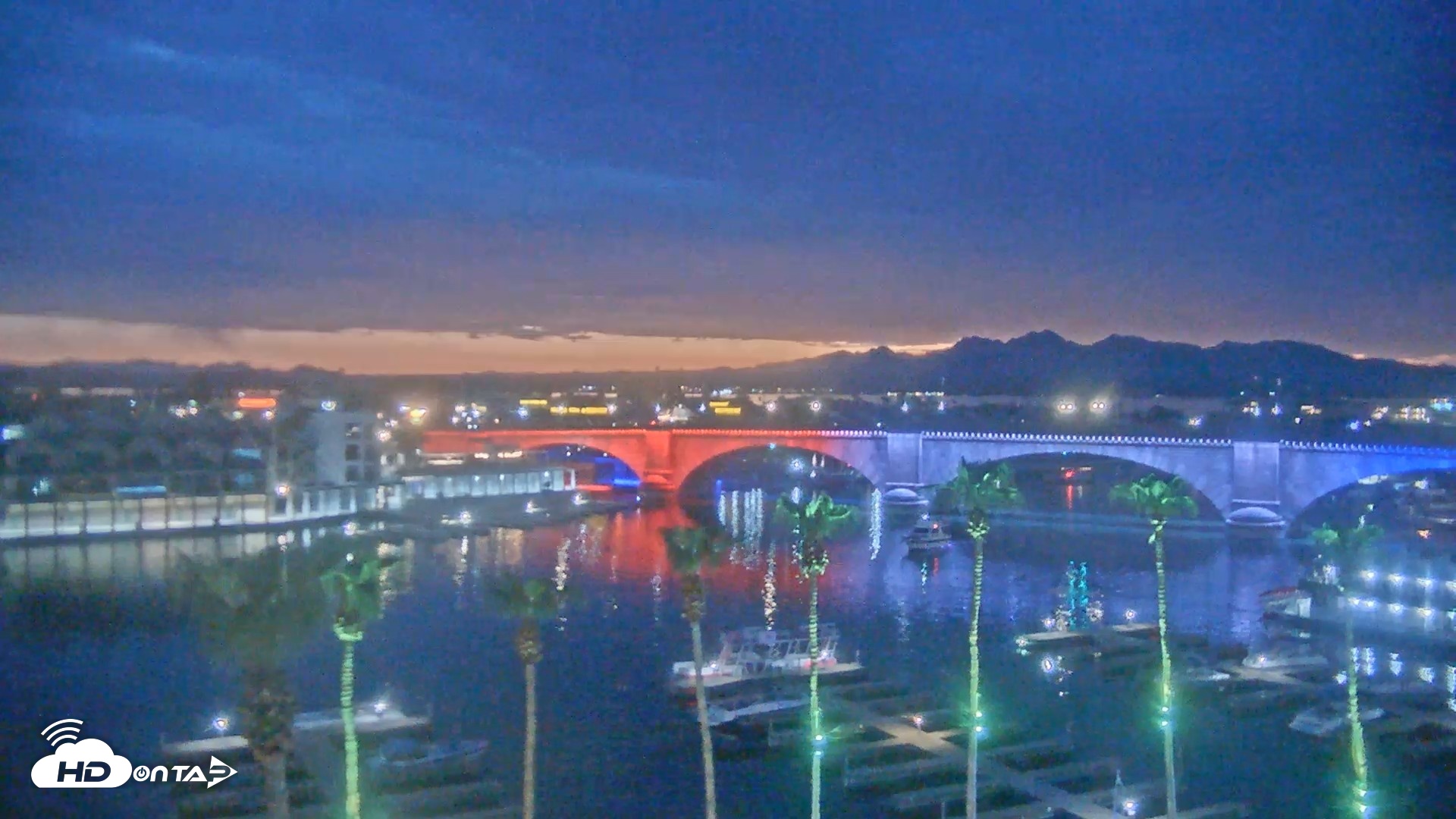 Snapshot of Lake Havasu London Bridge Live Webcam taken Jul 21, 2026, 8:19pm MST
