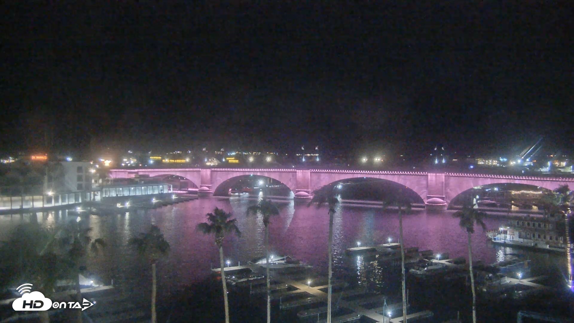 Snapshot of Lake Havasu London Bridge Live Webcam taken Oct 13, 2026, 9:59pm MST