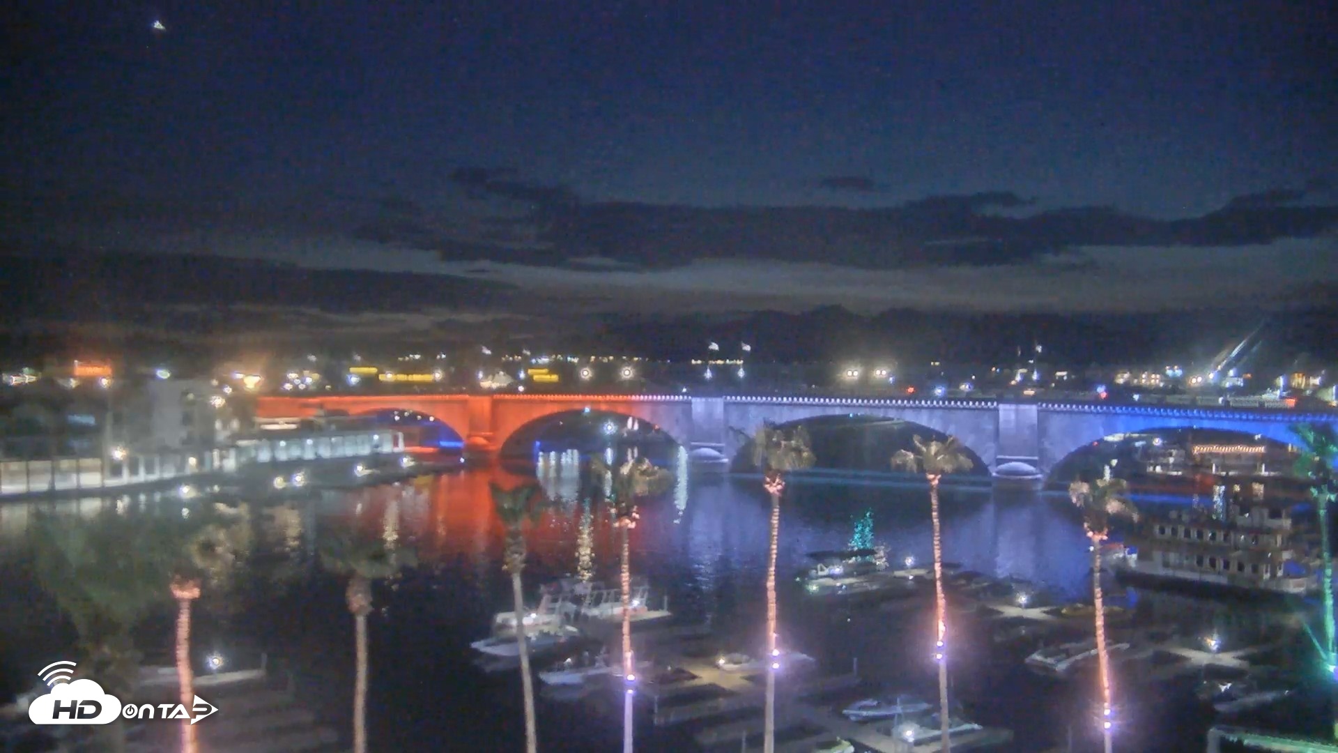Snapshot of Lake Havasu London Bridge Live Webcam taken Jul 26, 2026, 8:39pm MST