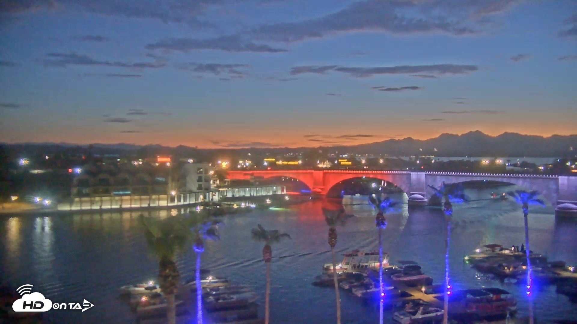Snapshot of Lake Havasu London Bridge Live Webcam taken Jul 25, 2026, 8:23pm MST