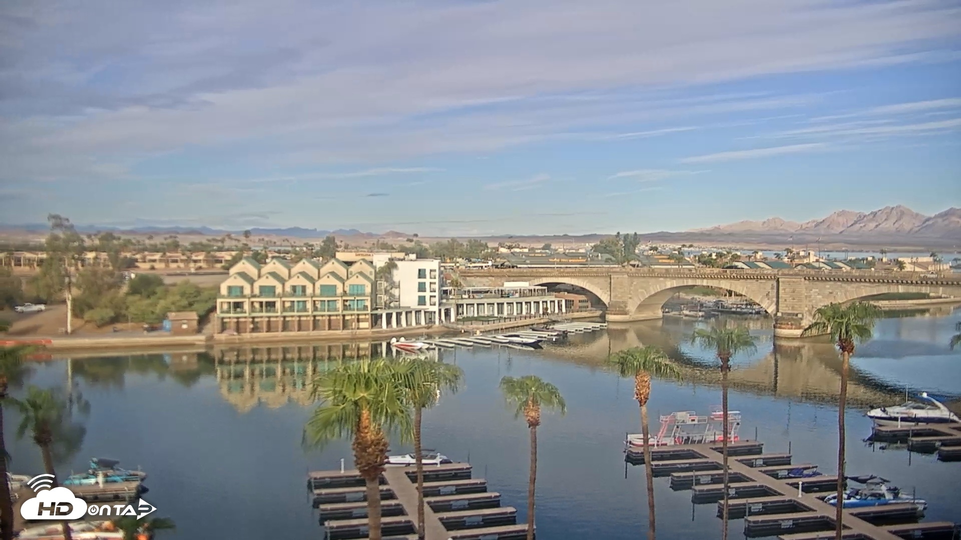 Snapshot of Lake Havasu London Bridge Live Webcam taken Sep 8, 2026, 7:14am MST
