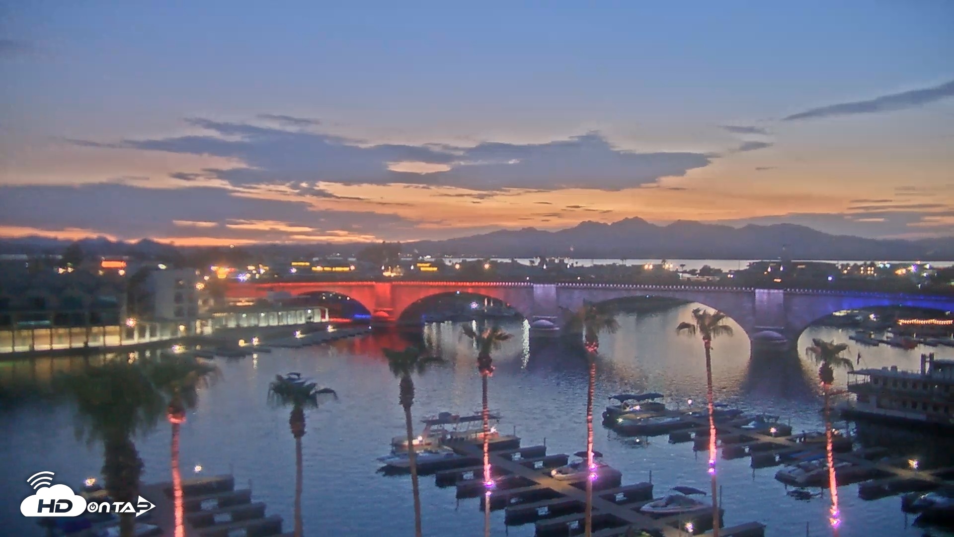 Snapshot of Lake Havasu London Bridge Live Webcam taken Jul 26, 2026, 8:11pm MST