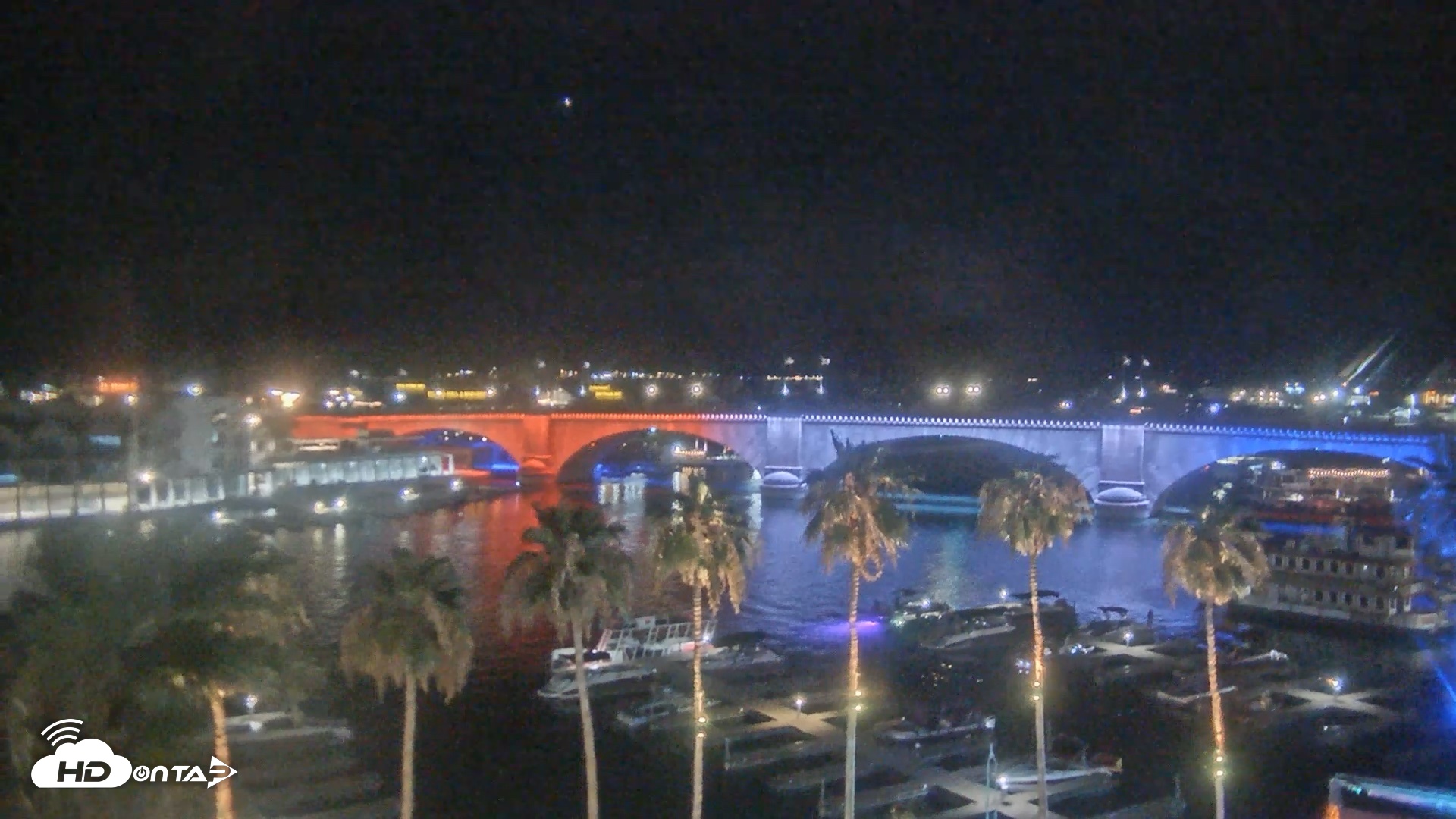 Snapshot of Lake Havasu London Bridge Live Webcam taken Jun 30, 2026, 9:20pm MST