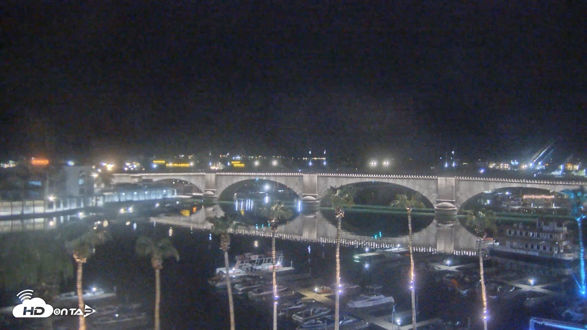 Snapshot of Lake Havasu London Bridge Live Webcam taken Aug 15, 2026, 11:56pm MST