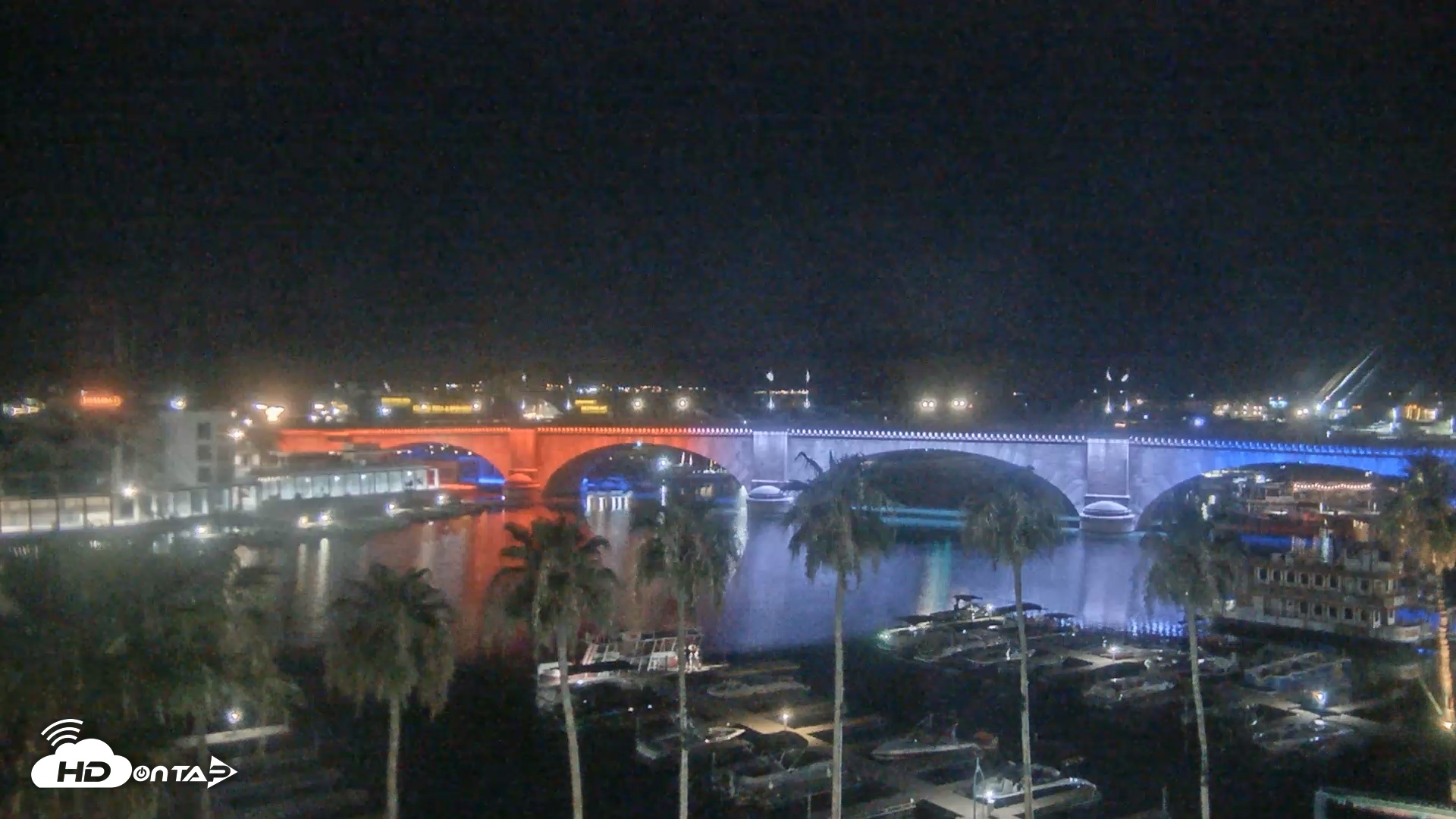 Snapshot of Lake Havasu London Bridge Live Webcam taken Jun 29, 2026, 12:32am MST