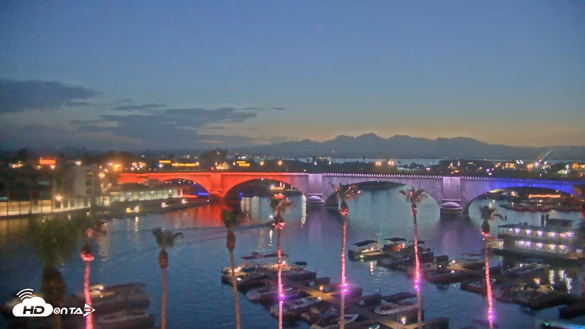 Snapshot of Lake Havasu London Bridge Live Webcam taken Jul 11, 2026, 8:27pm MST