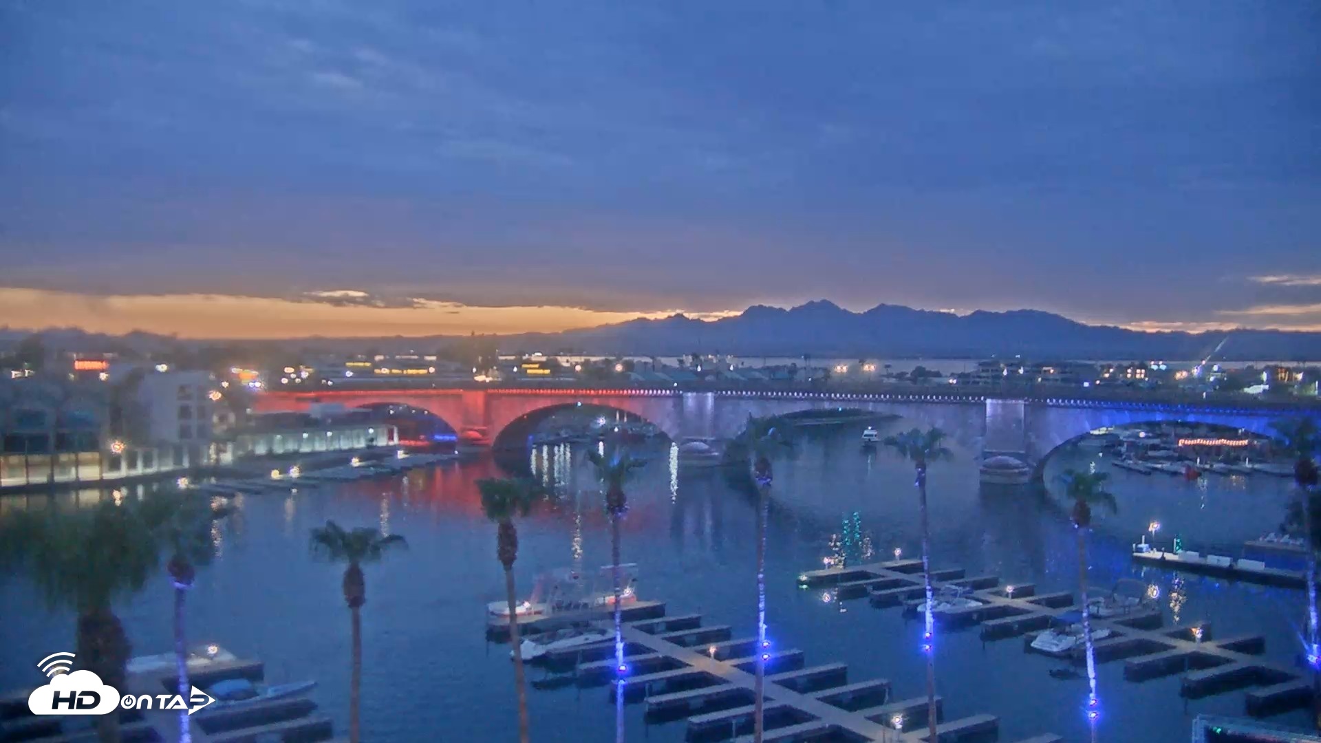 Snapshot of Lake Havasu London Bridge Live Webcam taken Jul 21, 2026, 8:07pm MST