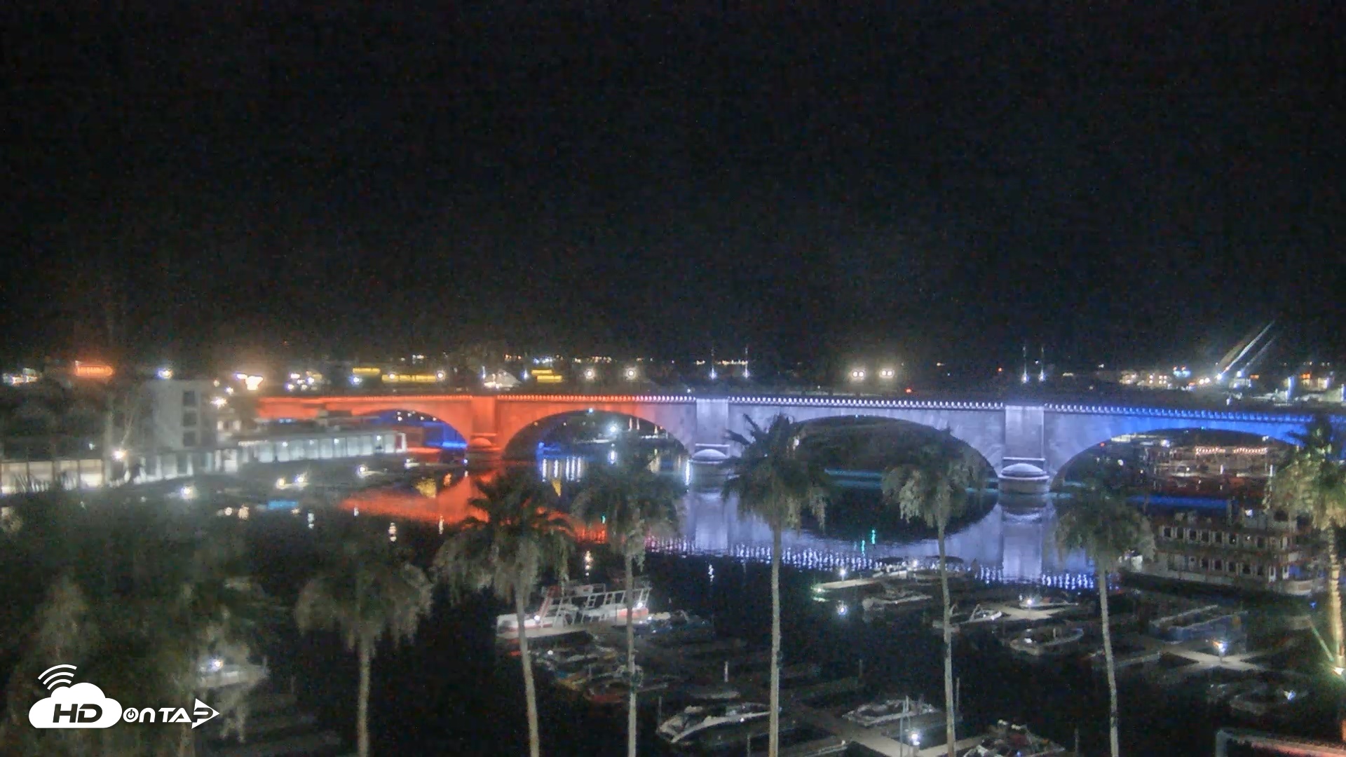 Snapshot of Lake Havasu London Bridge Live Webcam taken Jun 4, 2026, 12:08am MST