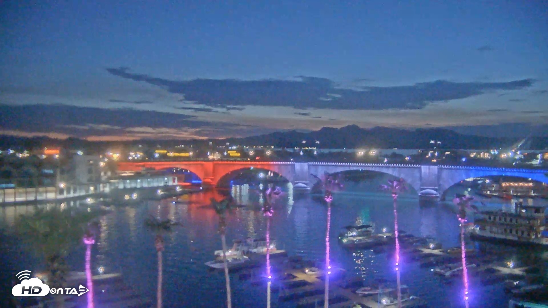 Snapshot of Lake Havasu London Bridge Live Webcam taken Jul 26, 2026, 8:27pm MST