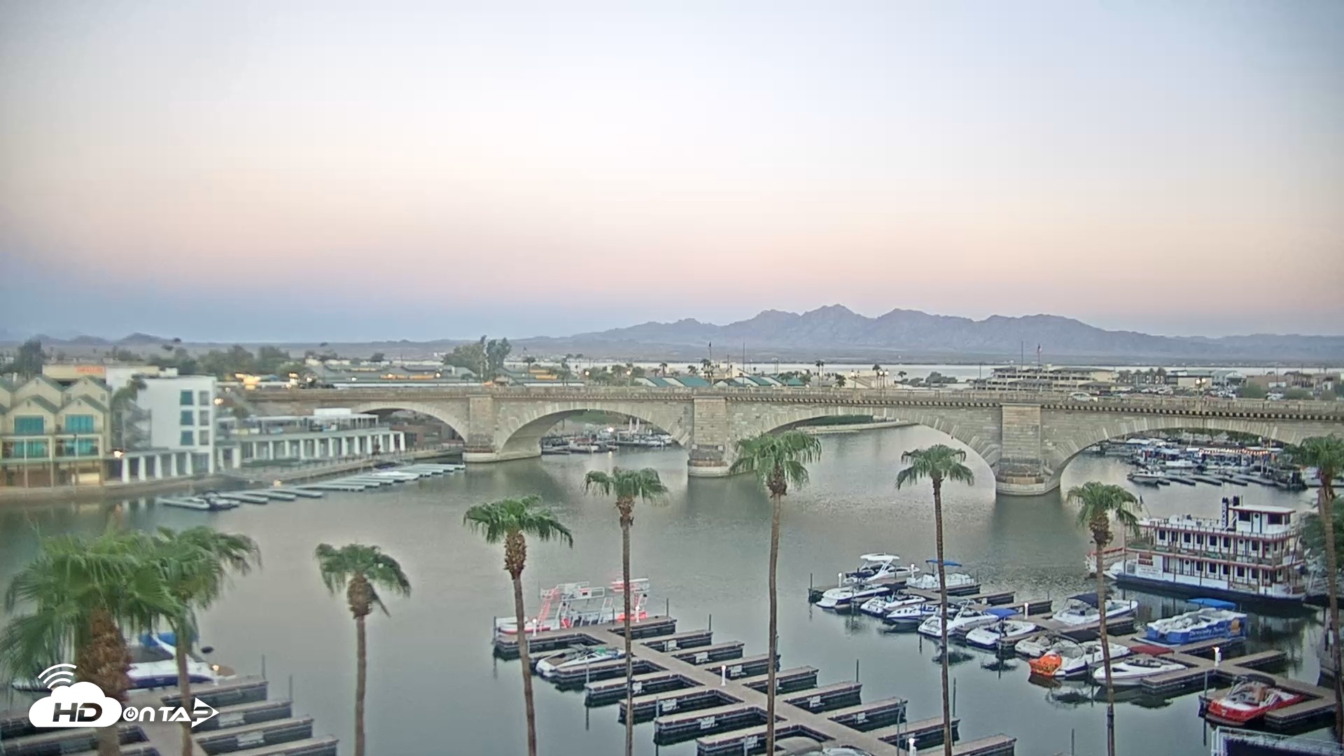 Snapshot of Lake Havasu London Bridge Live Webcam taken Sep 14, 2026, 6:17am MST