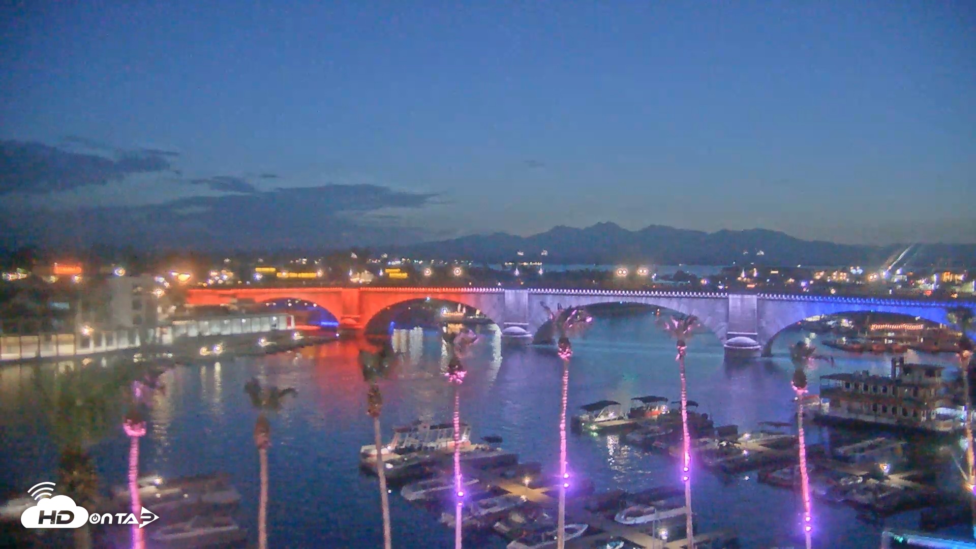 Snapshot of Lake Havasu London Bridge Live Webcam taken Jul 11, 2026, 8:35pm MST