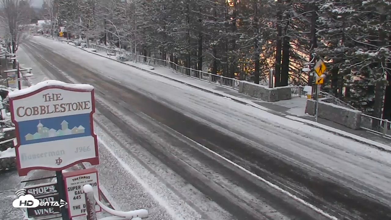 Snapshot of Cobblestone Center - Tahoe City Live Webcam taken Apr 22, 2026, 6:36am PDT
