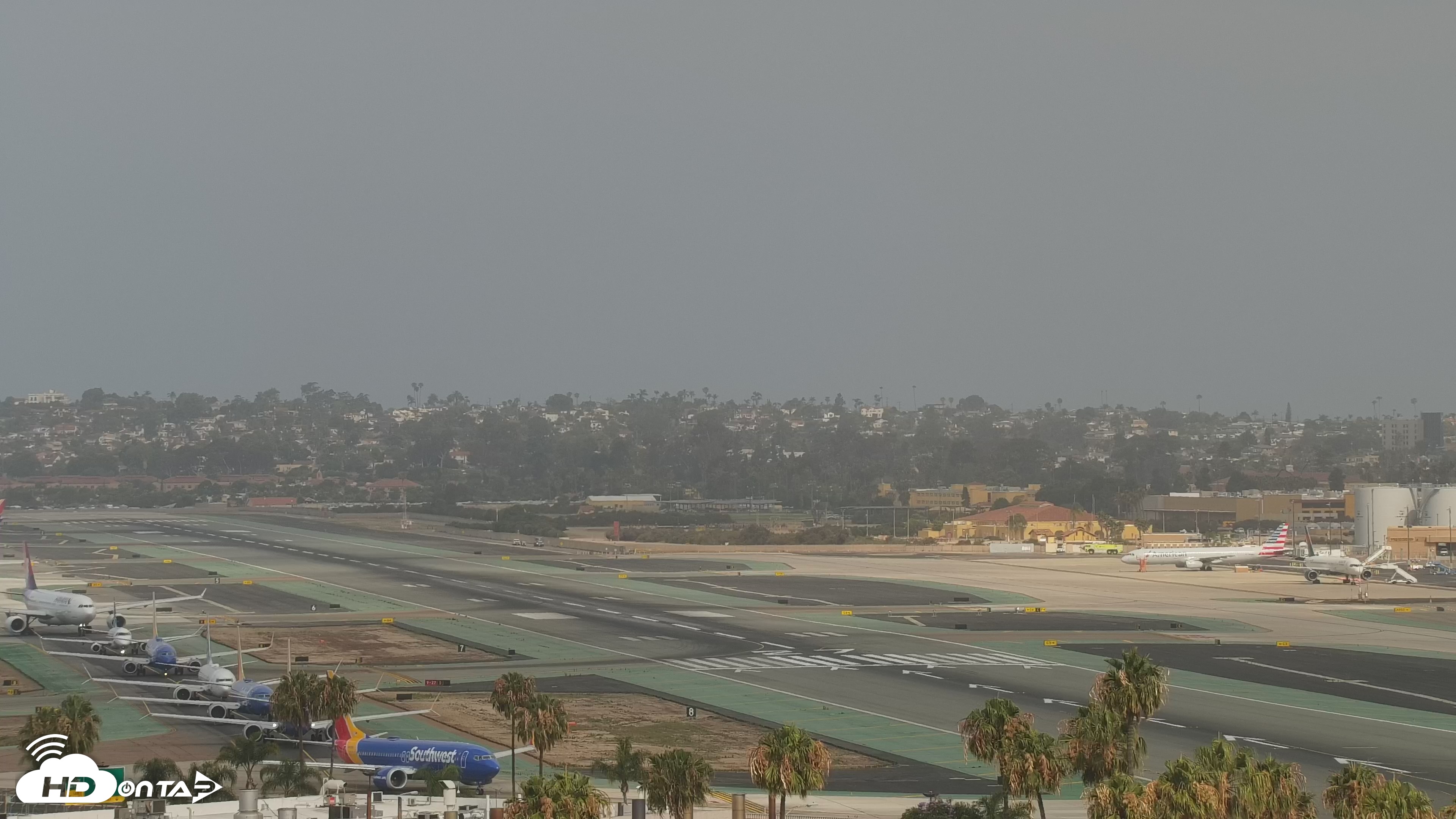 Snapshot of SD Lindbergh Airport & Bay Live Webcam taken May 18, 2026, 9:13am PDT