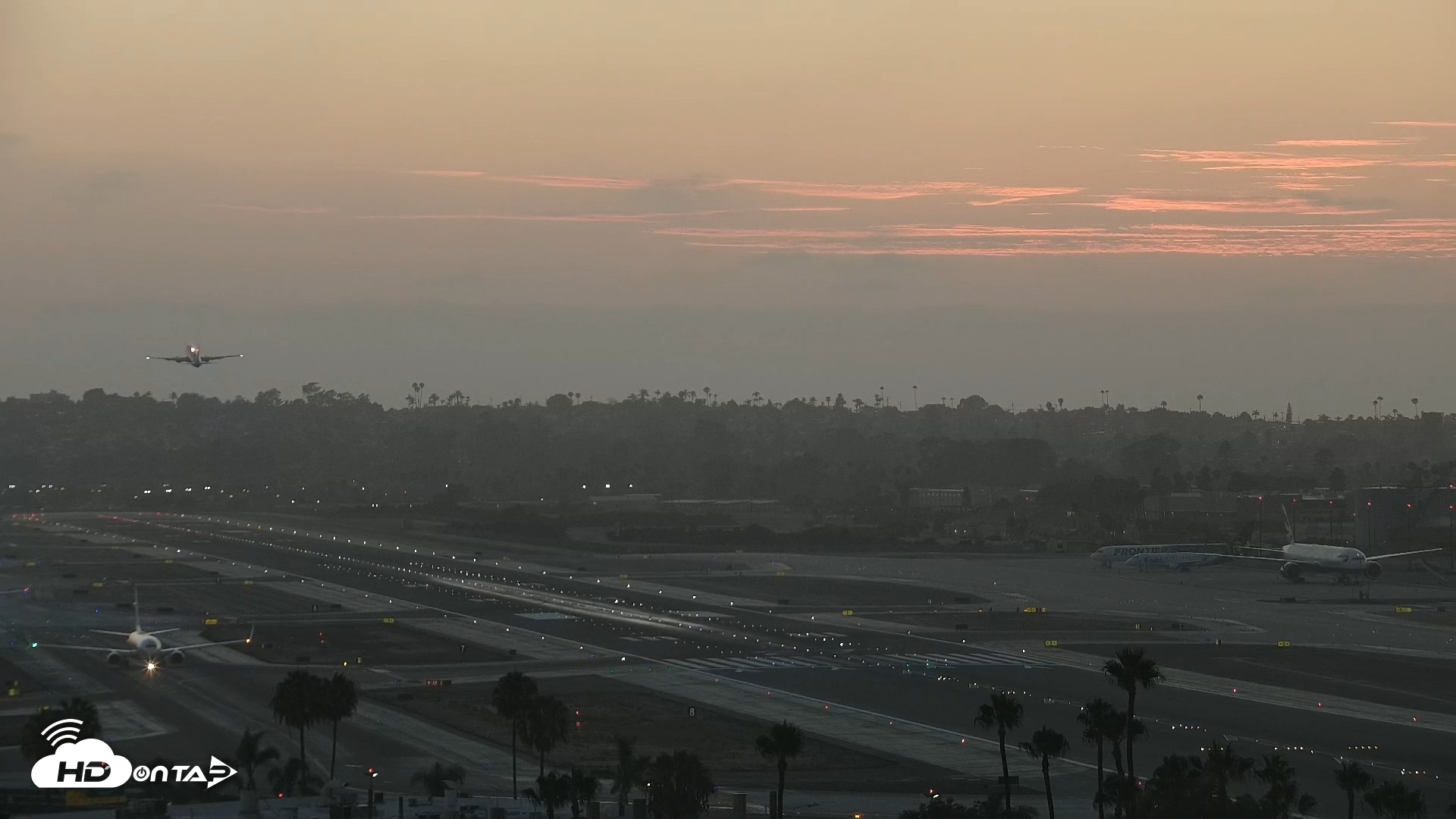 Snapshot of SD Lindbergh Airport & Bay Live Webcam taken Jul 17, 2026, 8:08pm PDT