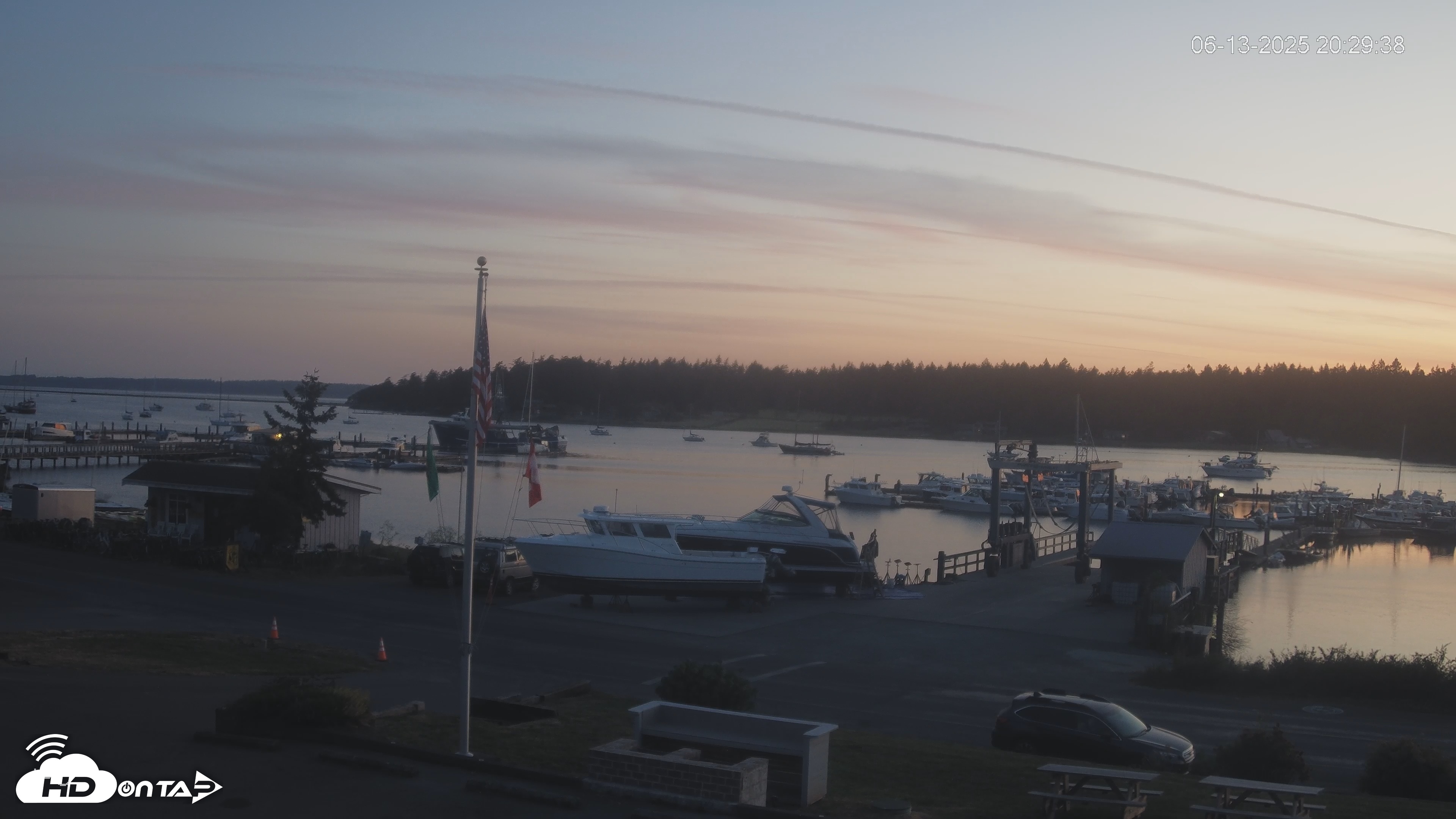 Snapshot of Lopez Island Marina Live Webcam taken Jun 13, 2025, 9:29pm PDT