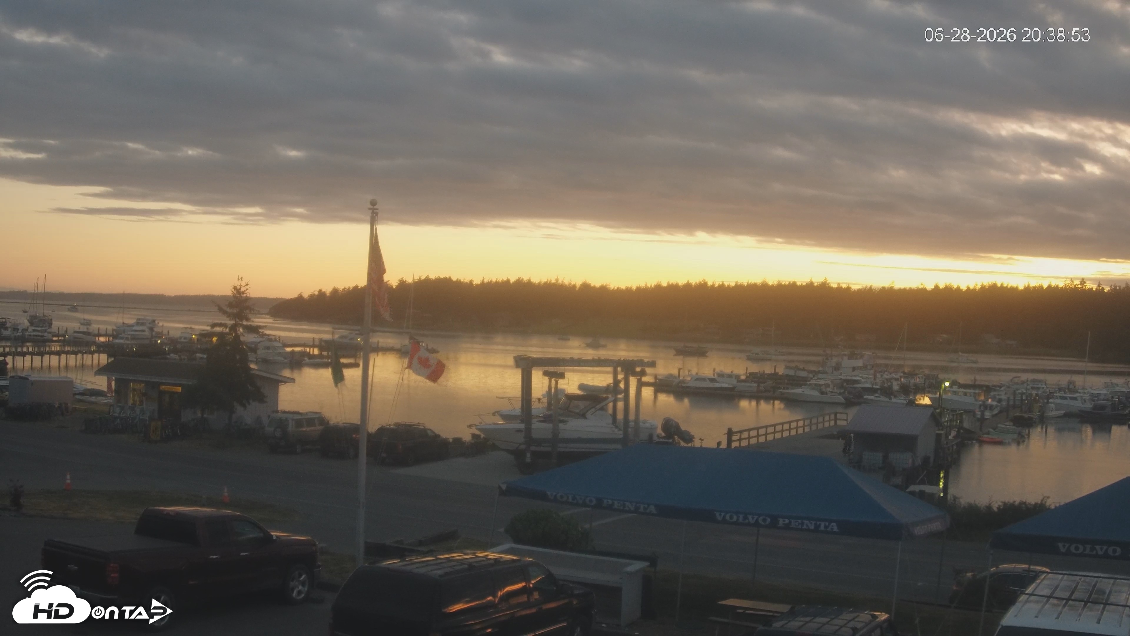 Snapshot of Lopez Island Marina Live Webcam taken Jun 28, 2026, 9:39pm PDT