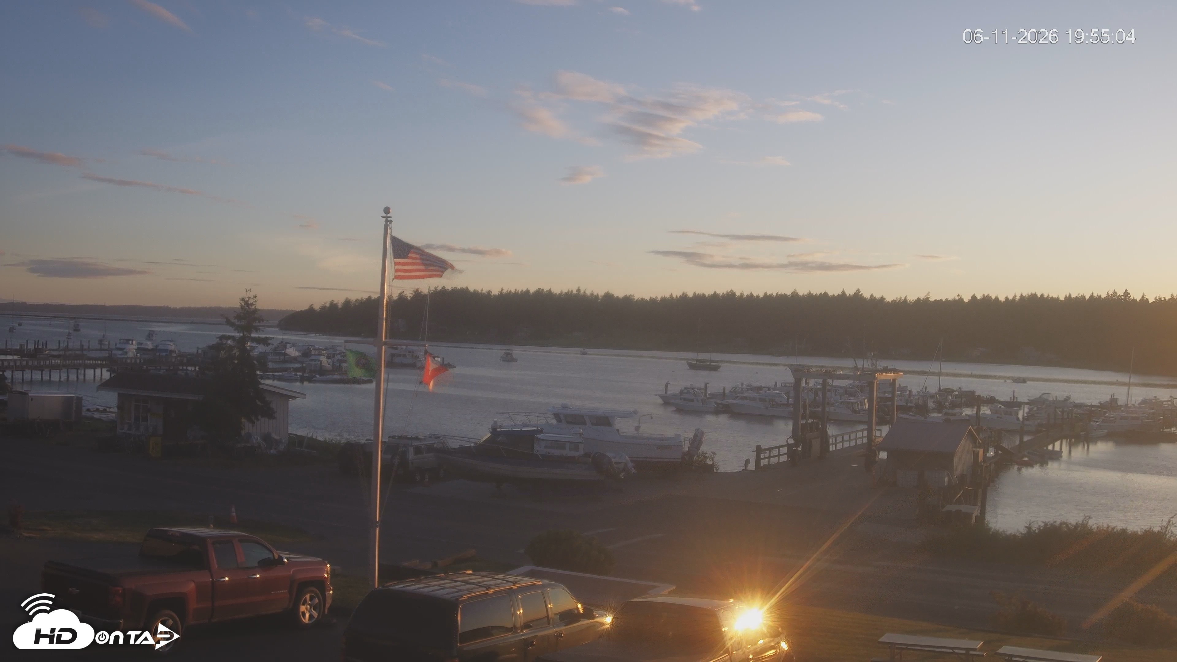 Snapshot of Lopez Island Marina Live Webcam taken Jun 11, 2026, 8:55pm PDT