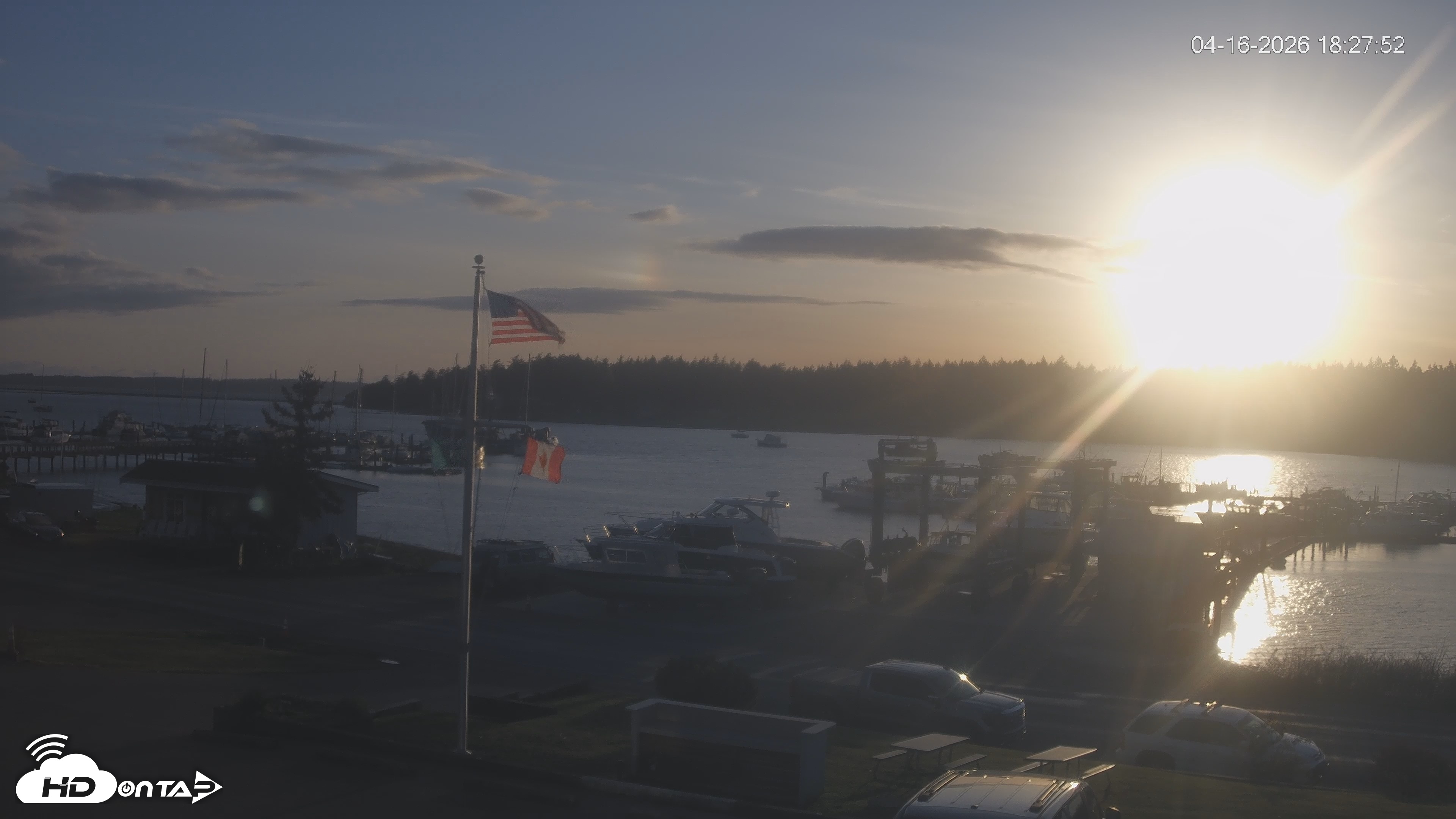 Snapshot of Lopez Island Marina Live Webcam taken Apr 16, 2026, 7:28pm PDT