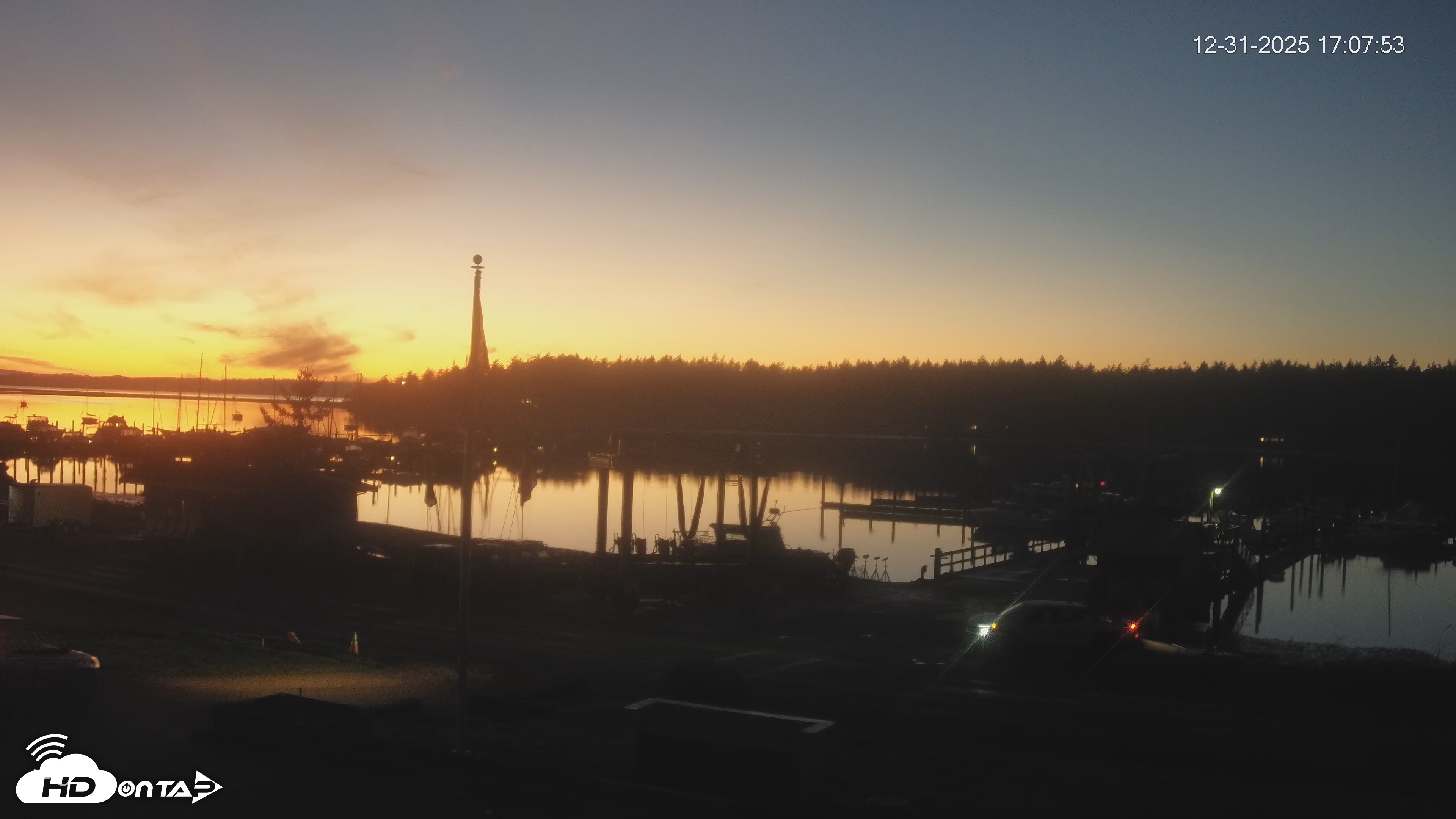 Snapshot of Lopez Island Marina Live Webcam taken Dec 31, 2025, 5:07pm PST
