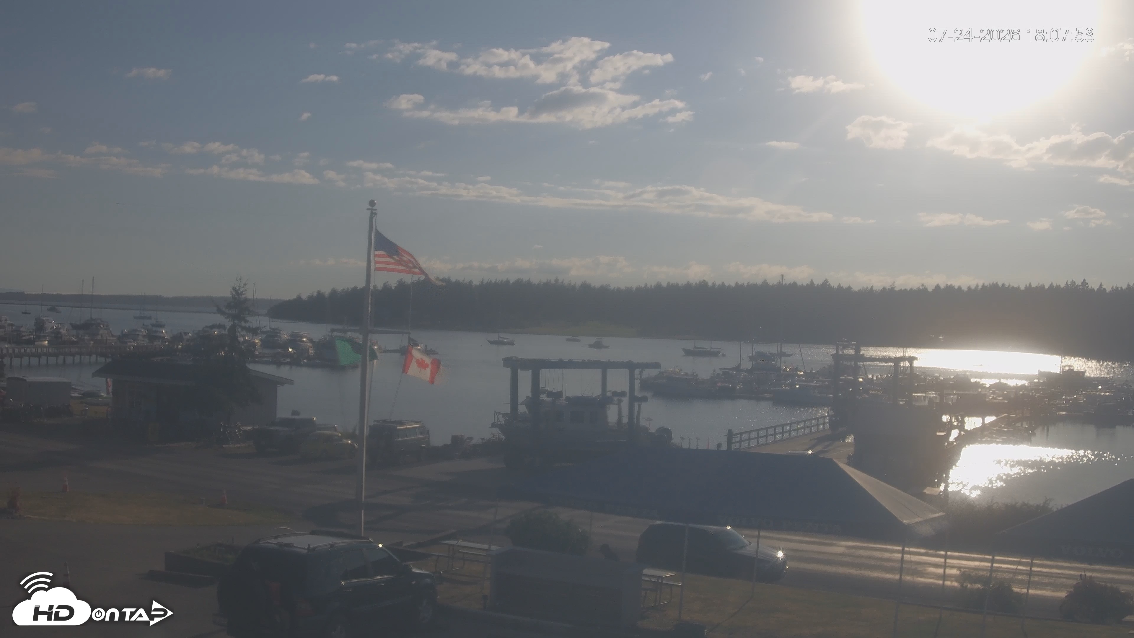 Snapshot of Lopez Island Marina Live Webcam taken Jul 24, 2026, 7:08pm PDT
