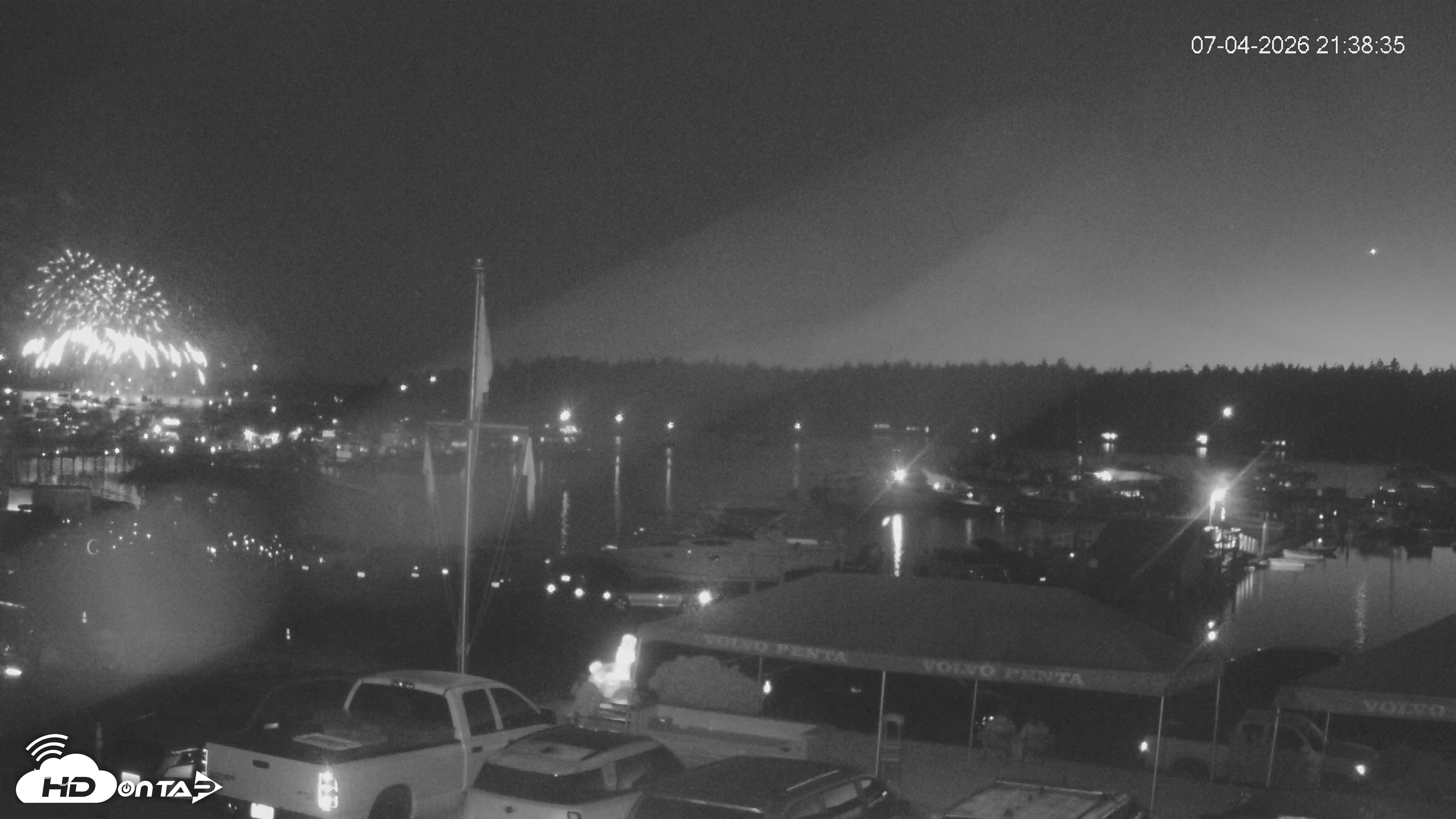 Snapshot of Lopez Island Marina Live Webcam taken Jul 4, 2026, 10:38pm PDT