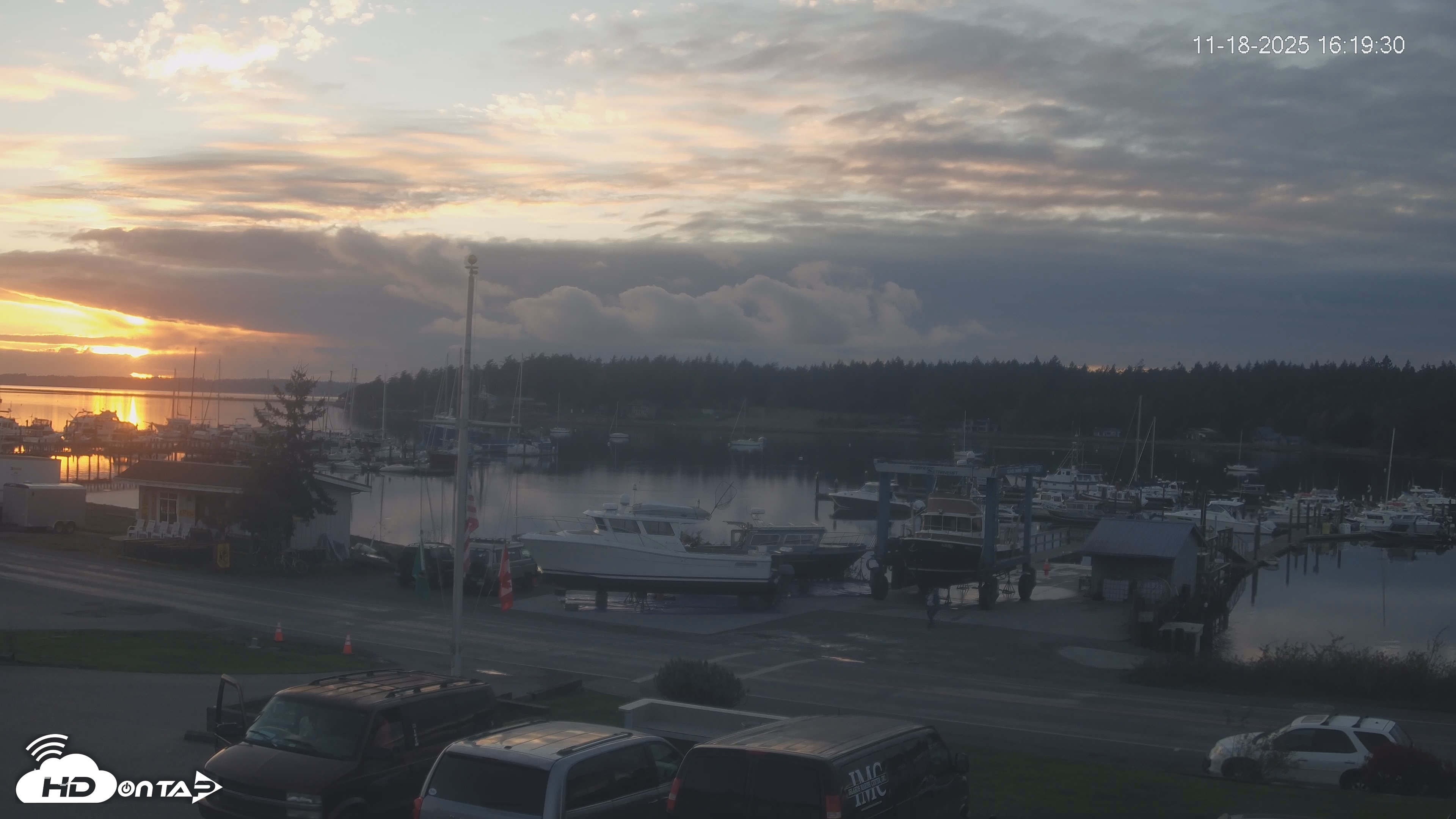 Snapshot of Lopez Island Marina Live Webcam taken Nov 18, 2025, 4:19pm PST