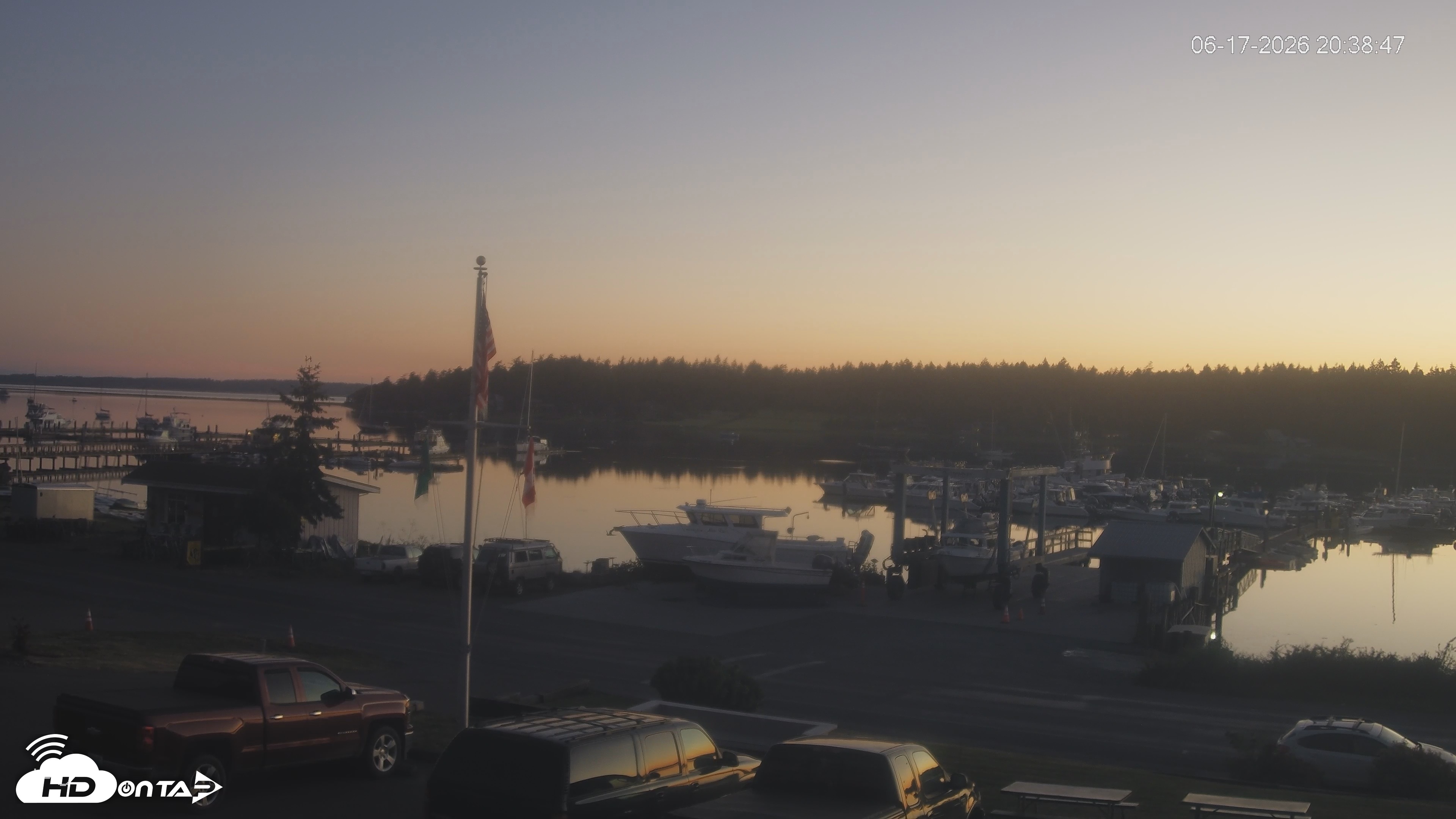 Snapshot of Lopez Island Marina Live Webcam taken Jun 17, 2026, 9:39pm PDT