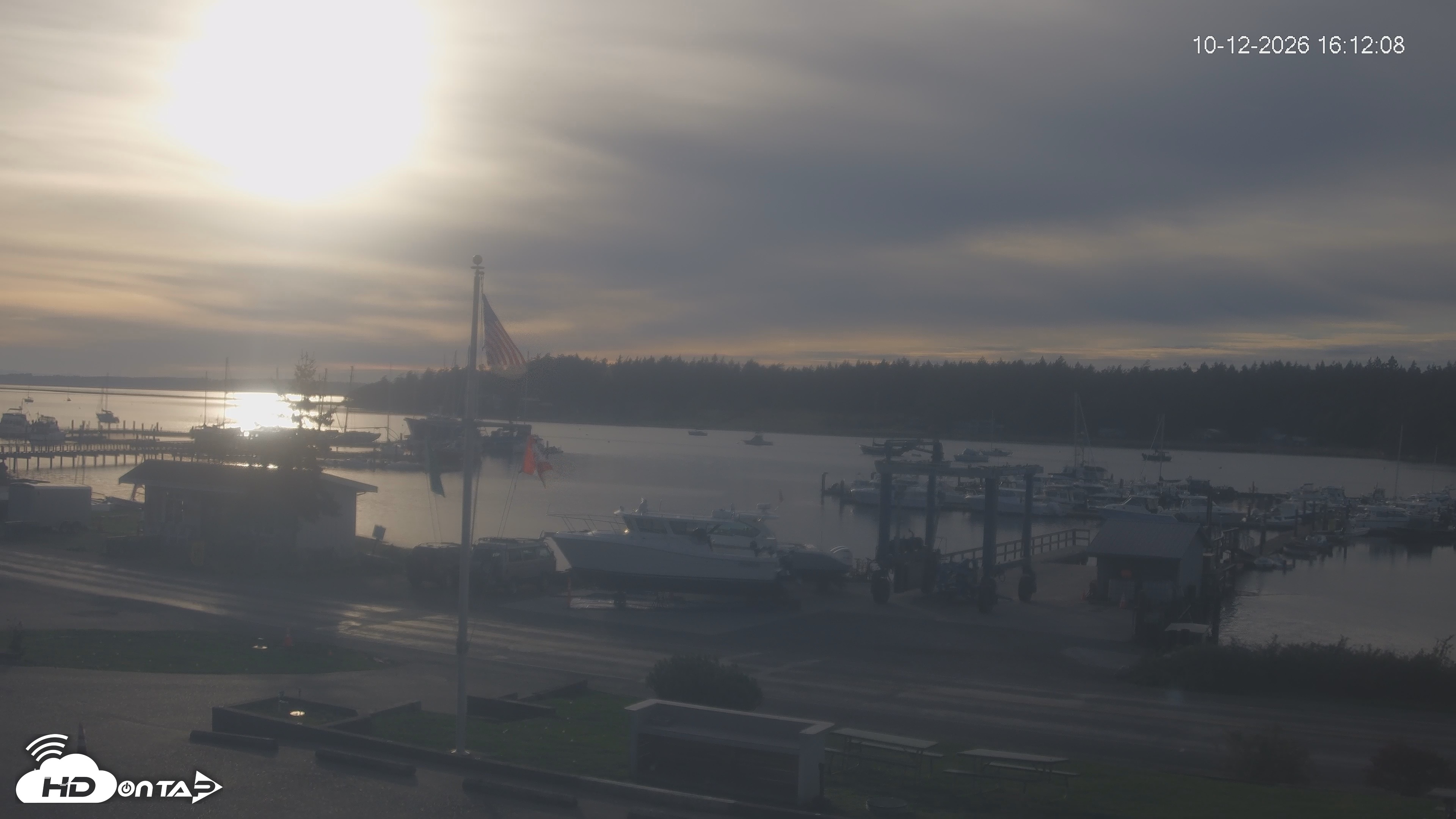 Snapshot of Lopez Island Marina Live Webcam taken Oct 12, 2026, 5:12pm PDT