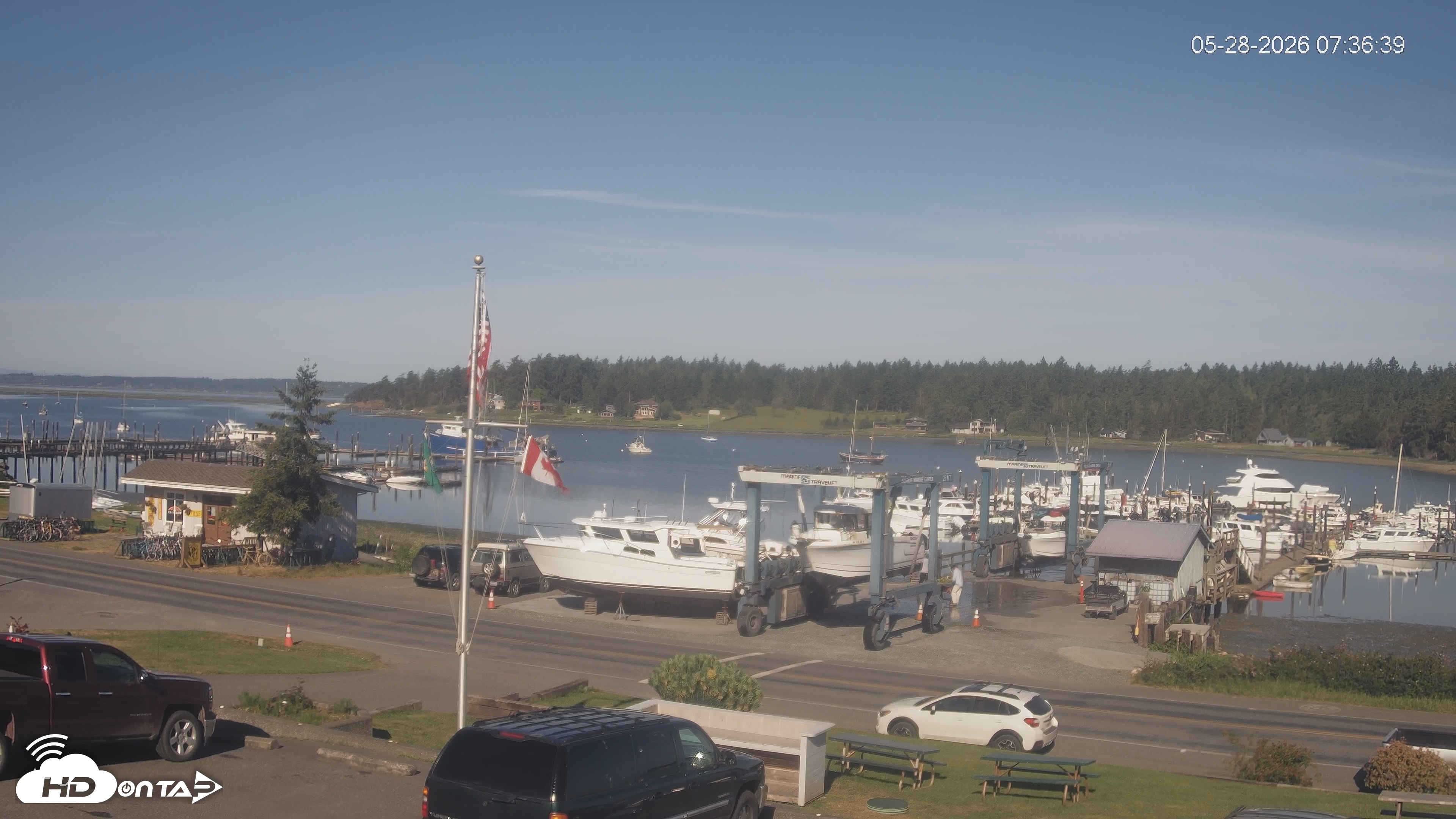 Snapshot of Lopez Island Marina Live Webcam taken May 28, 2026, 8:36am PDT