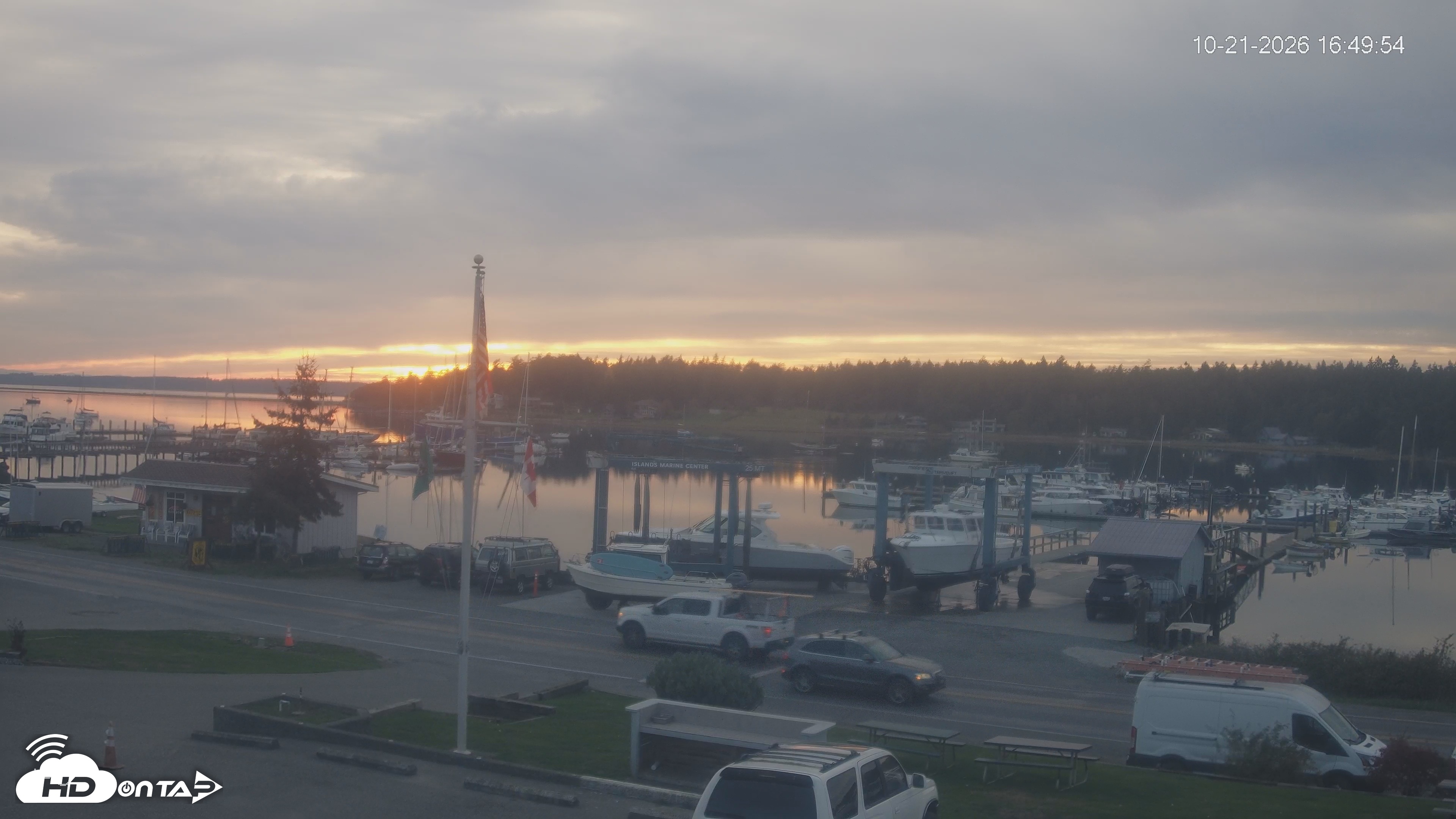 Snapshot of Lopez Island Marina Live Webcam taken Oct 21, 2026, 5:49pm PDT