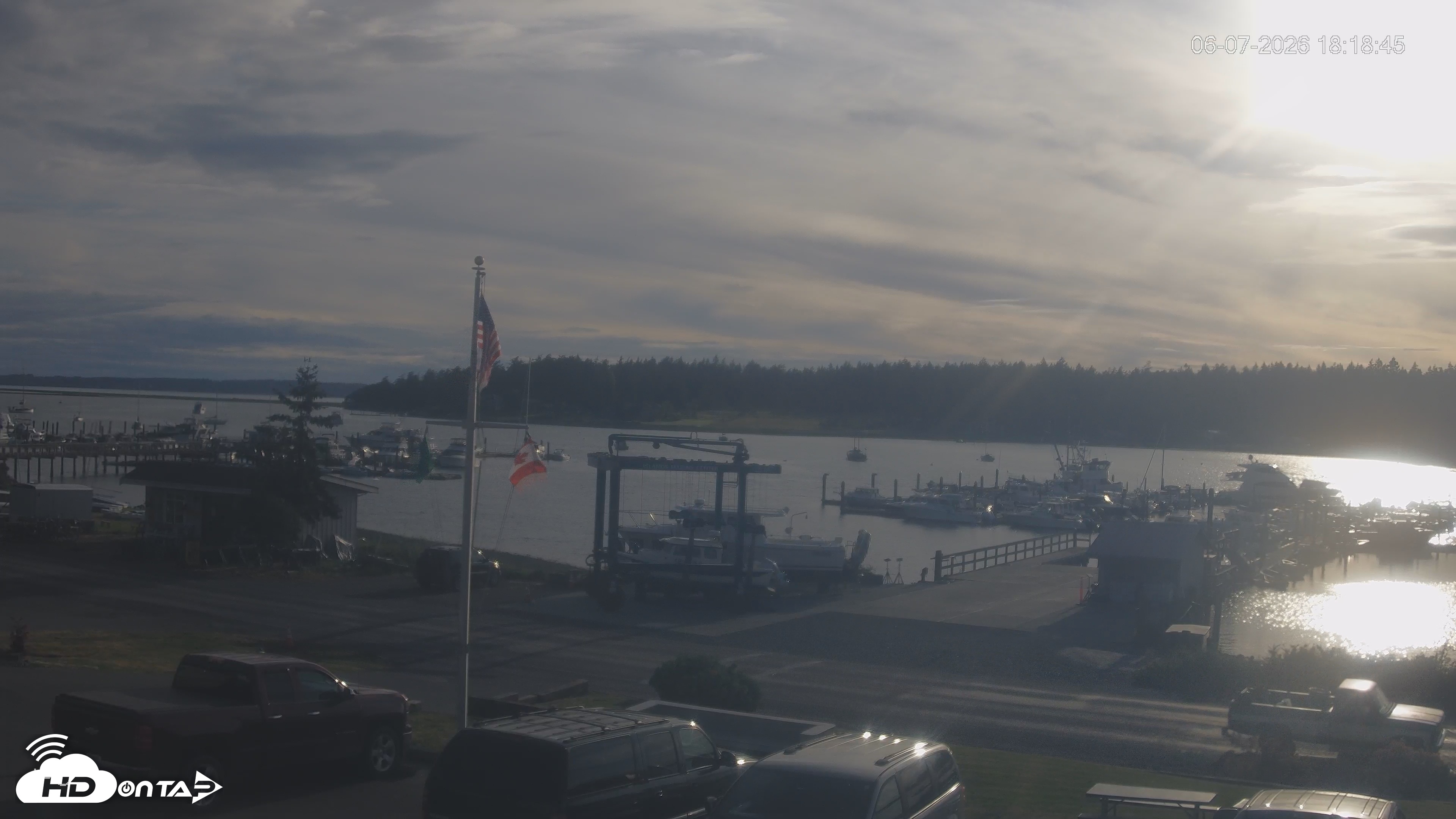 Snapshot of Lopez Island Marina Live Webcam taken Jun 7, 2026, 7:18pm PDT