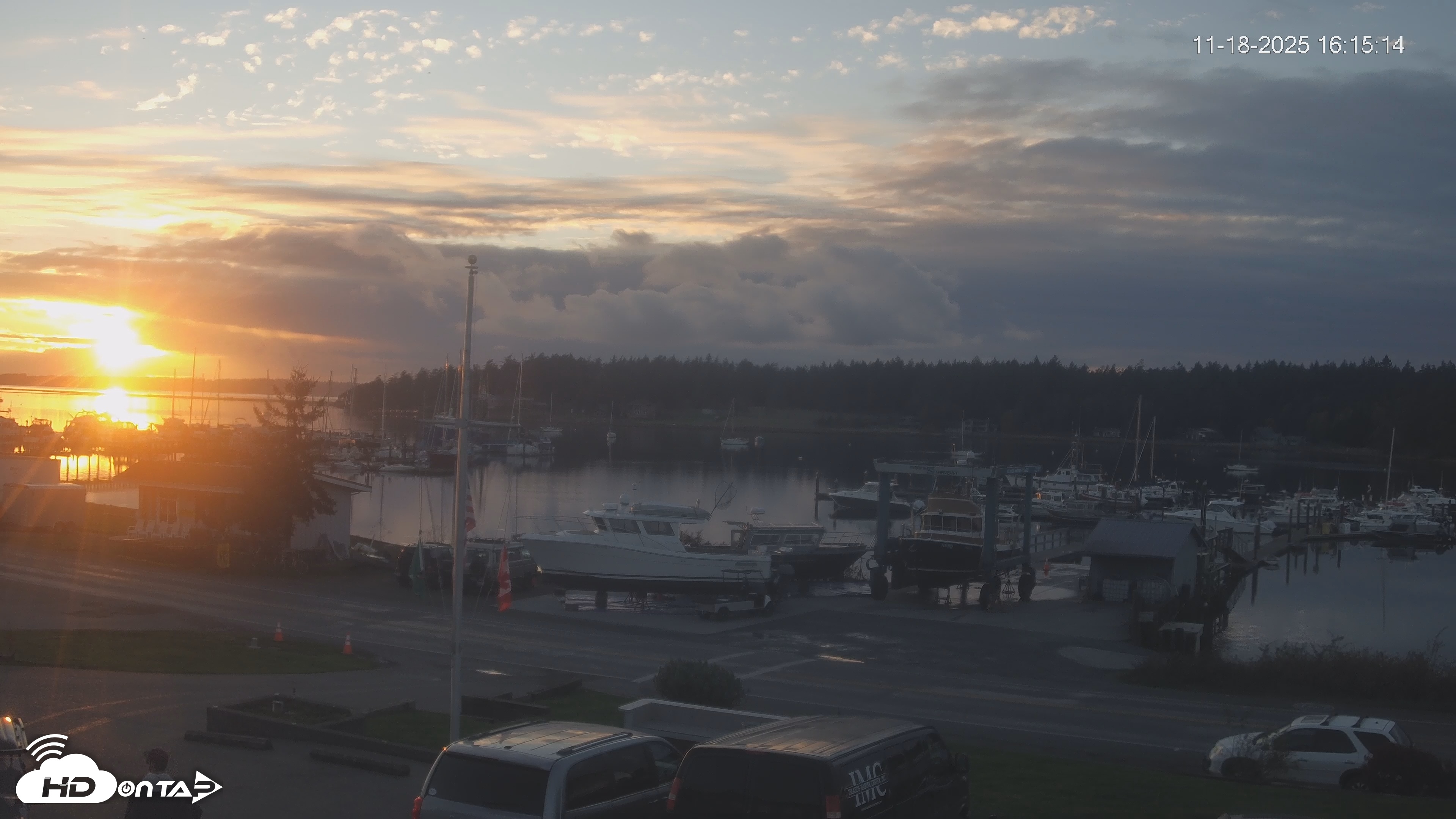 Snapshot of Lopez Island Marina Live Webcam taken Nov 18, 2025, 4:14pm PST