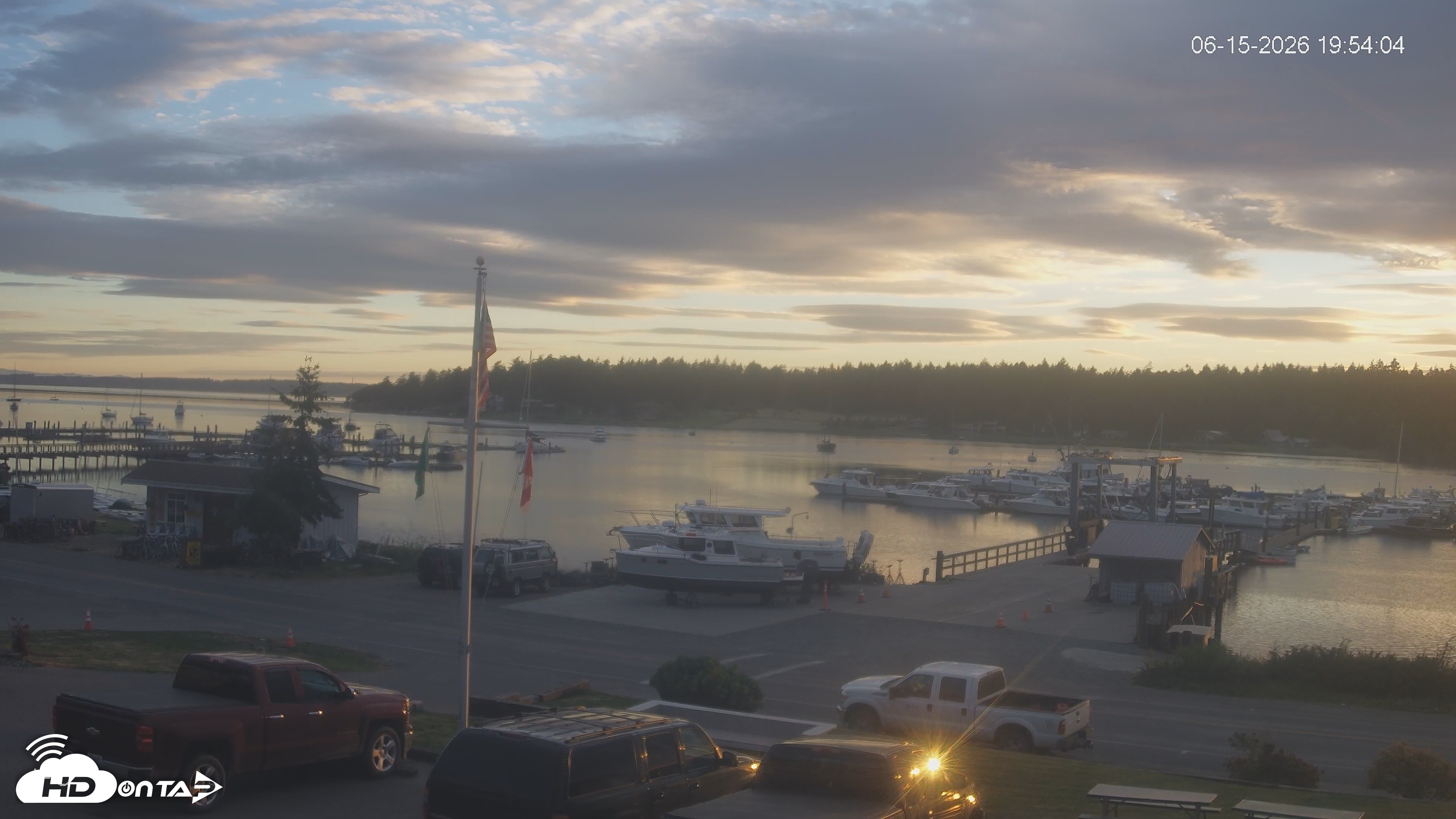 Snapshot of Lopez Island Marina Live Webcam taken Jun 15, 2026, 8:54pm PDT
