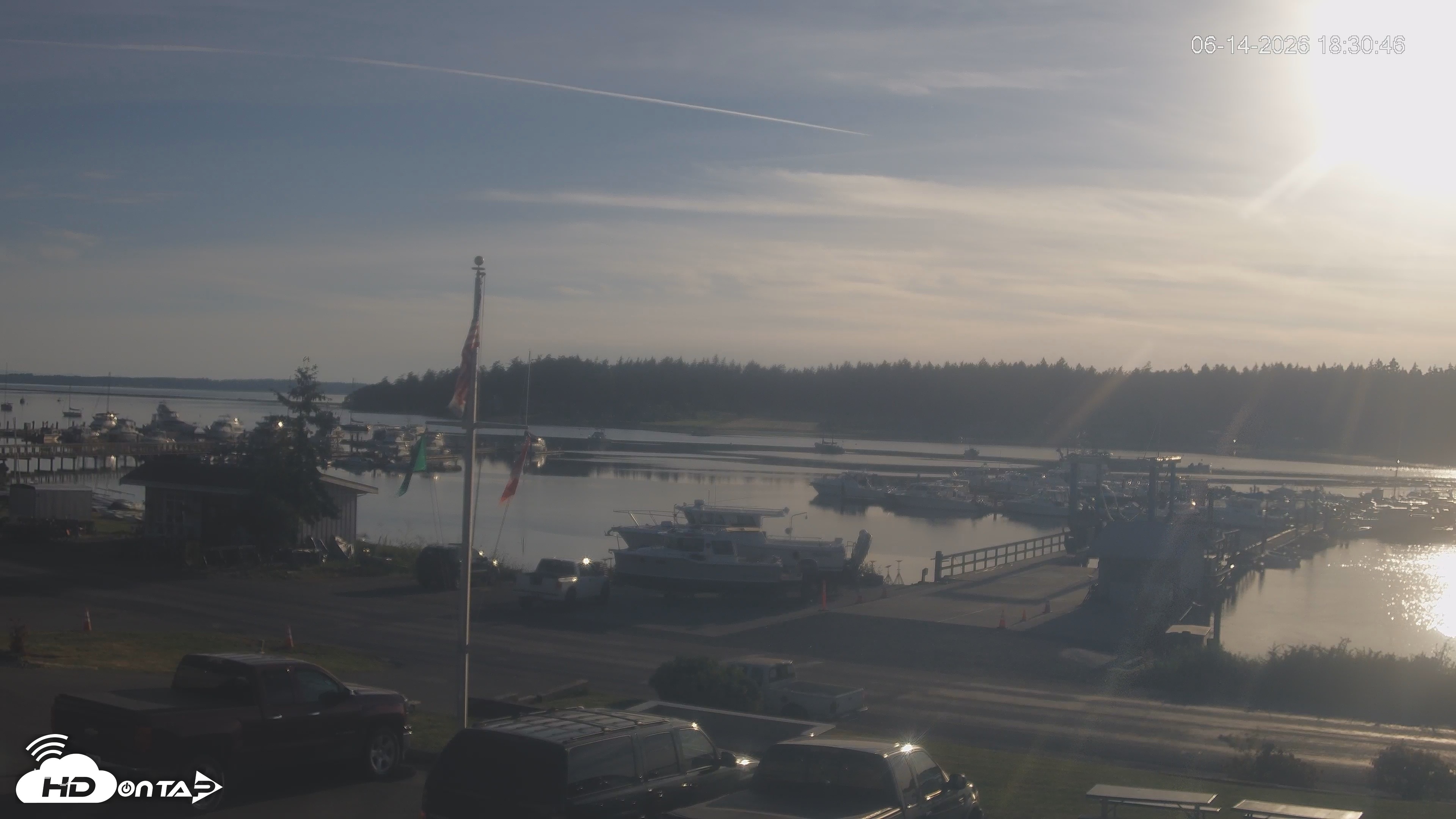 Snapshot of Lopez Island Marina Live Webcam taken Jun 14, 2026, 7:31pm PDT