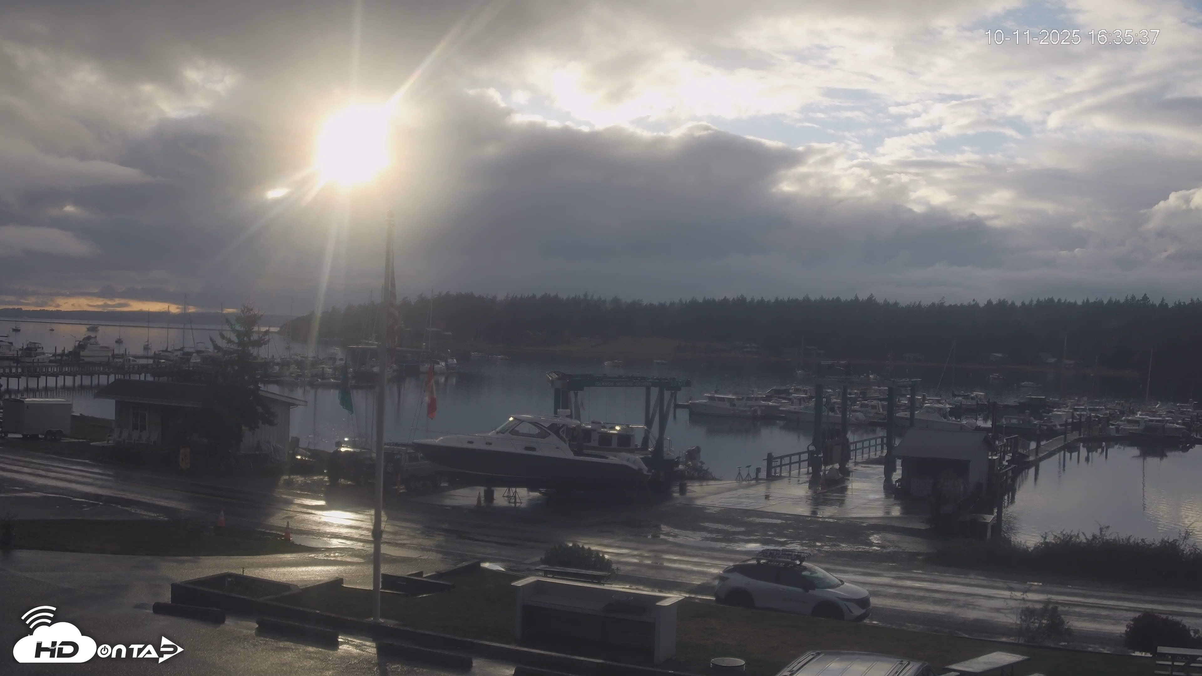 Snapshot of Lopez Island Marina Live Webcam taken Oct 11, 2025, 5:36pm PDT