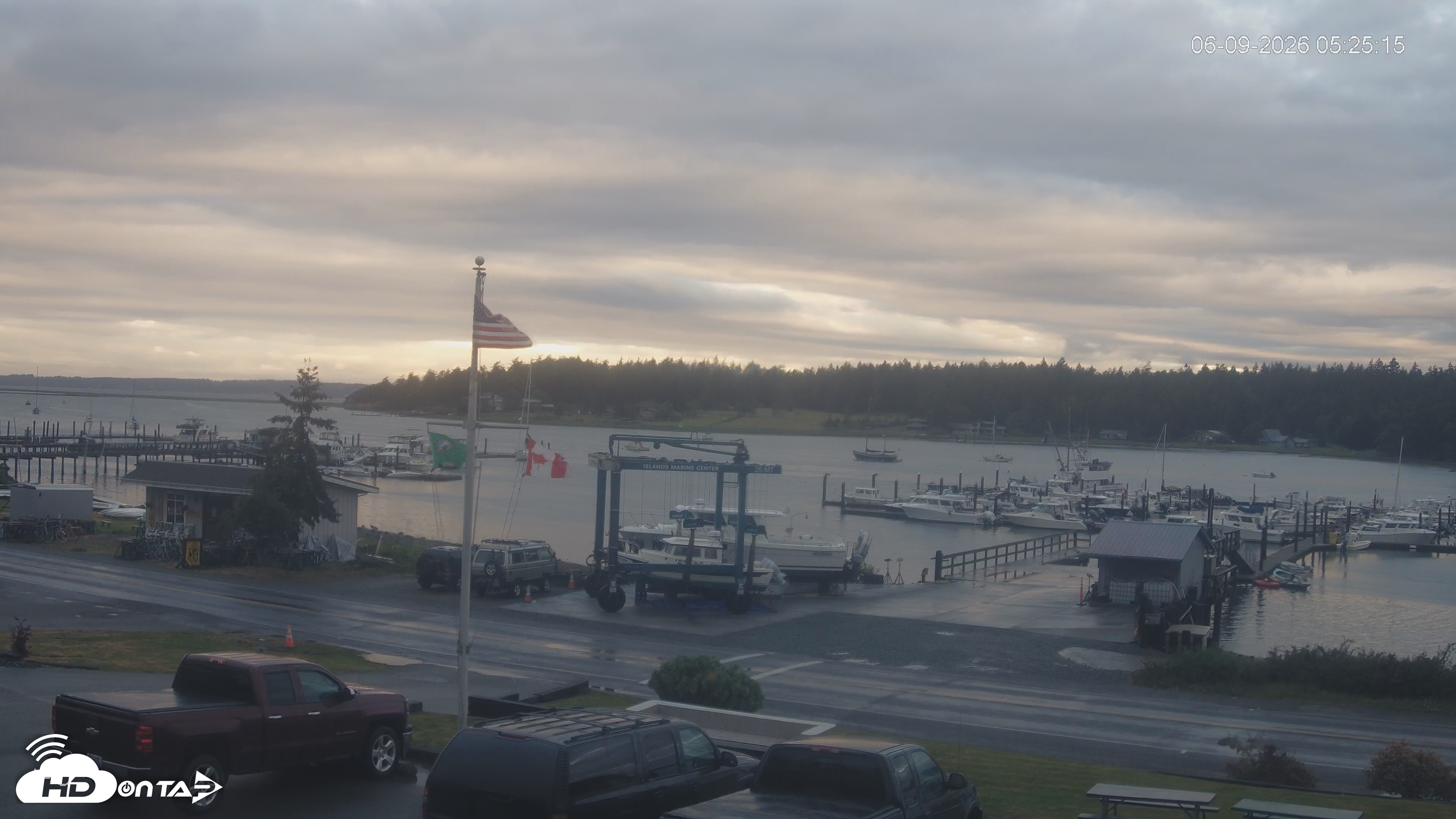 Snapshot of Lopez Island Marina Live Webcam taken Jun 9, 2026, 6:24am PDT