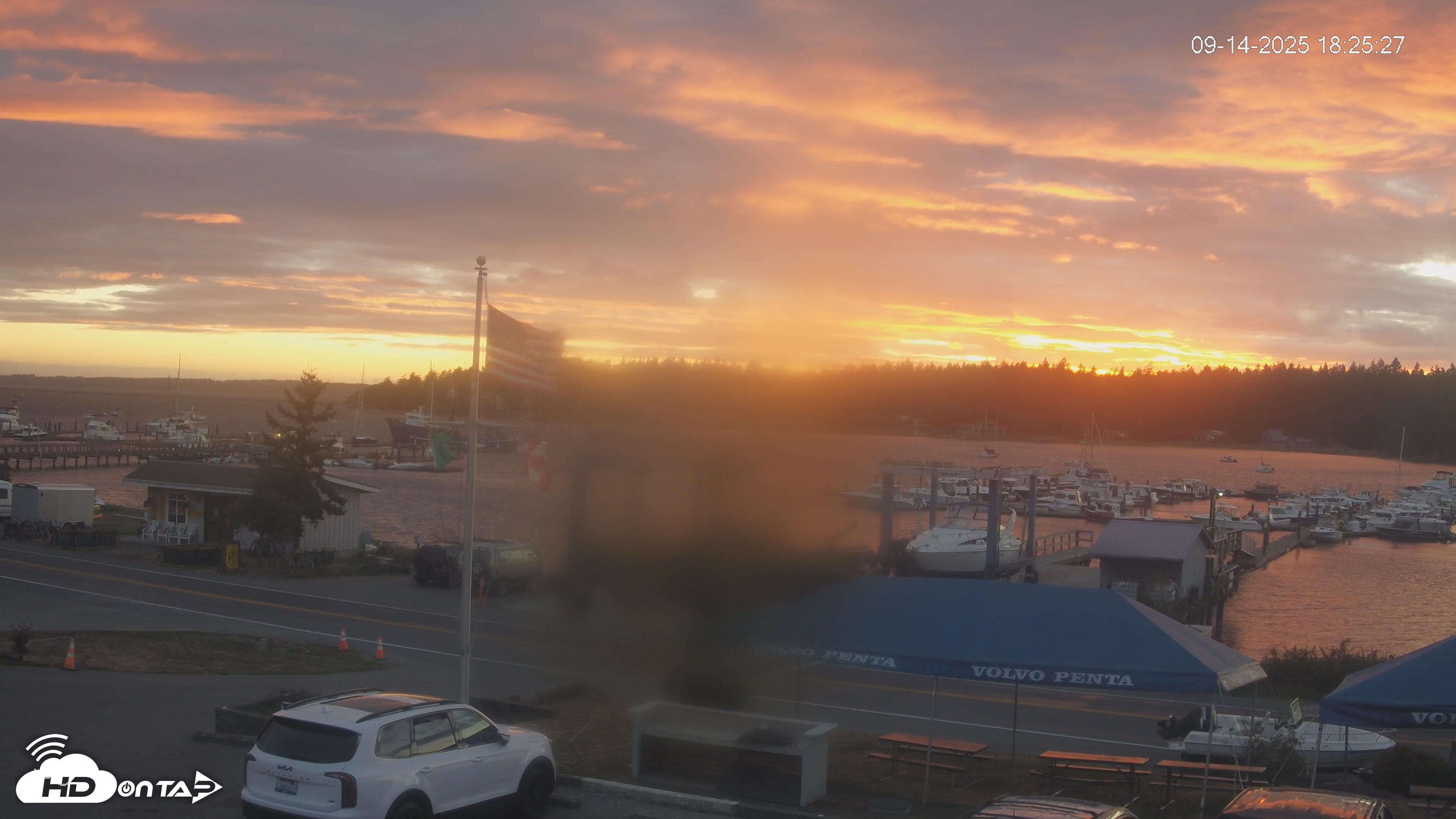 Snapshot of Lopez Island Marina Live Webcam taken Sep 14, 2025, 7:25pm PDT