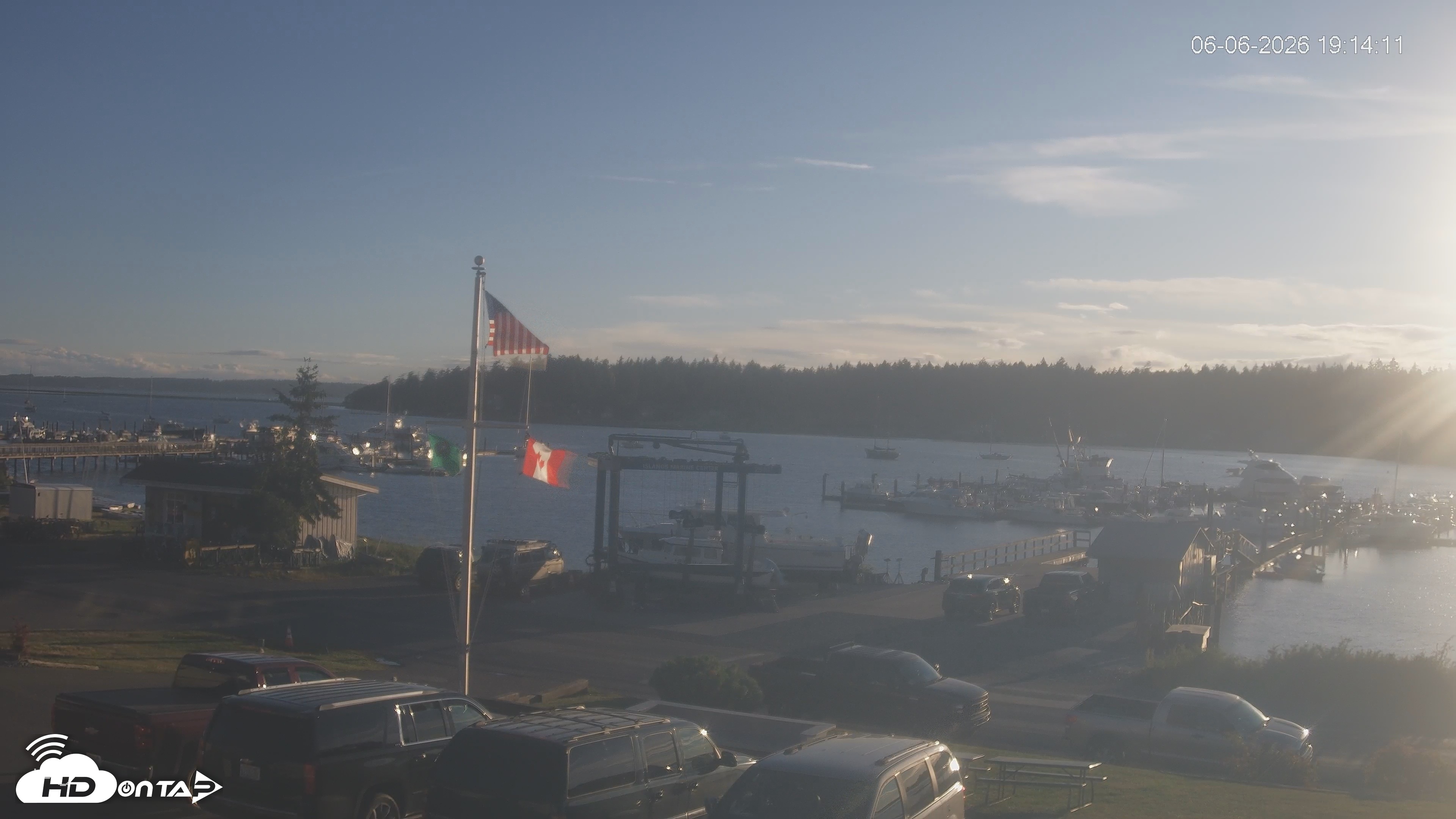 Snapshot of Lopez Island Marina Live Webcam taken Jun 6, 2026, 8:13pm PDT