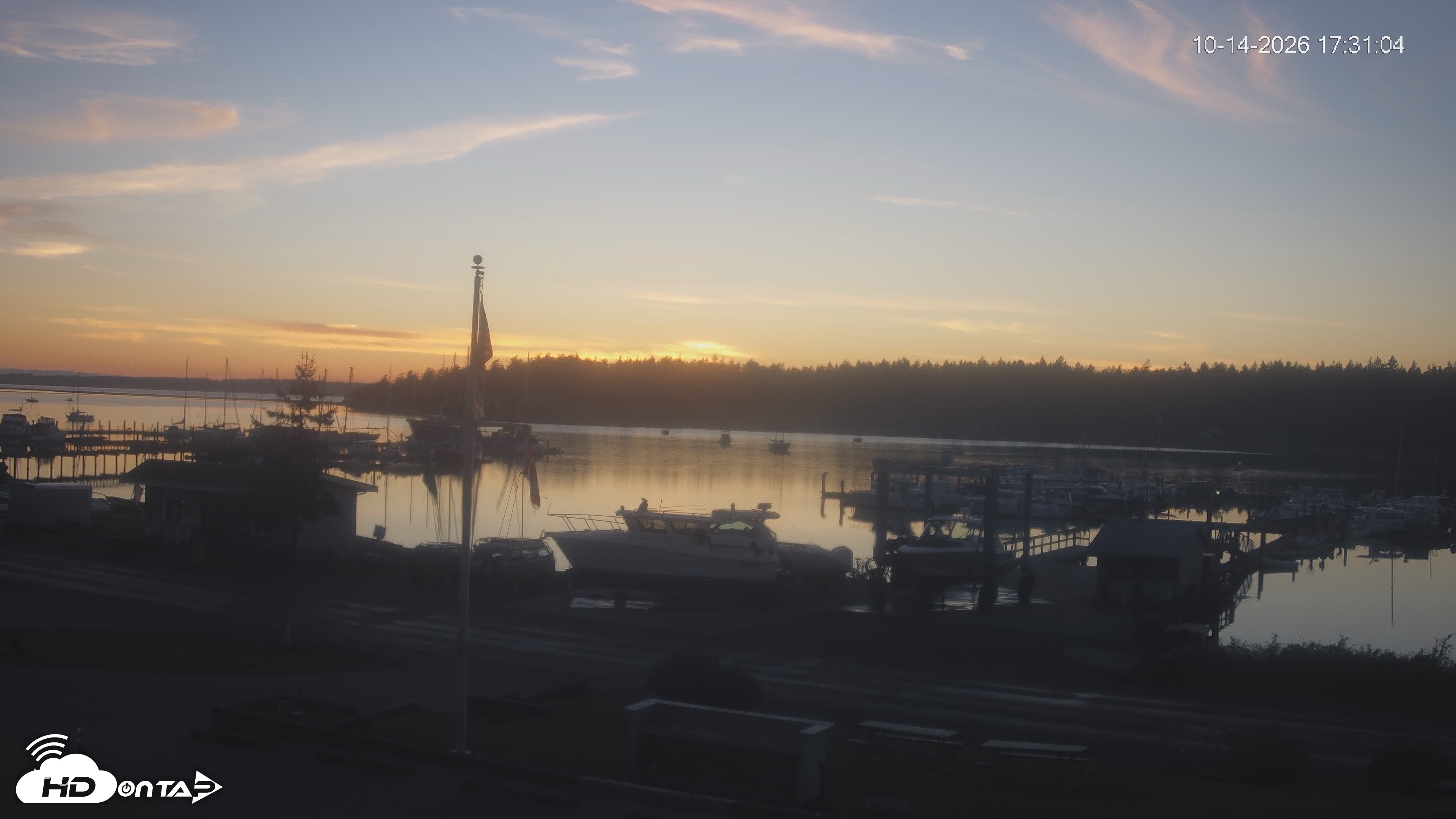 Snapshot of Lopez Island Marina Live Webcam taken Oct 14, 2026, 6:30pm PDT